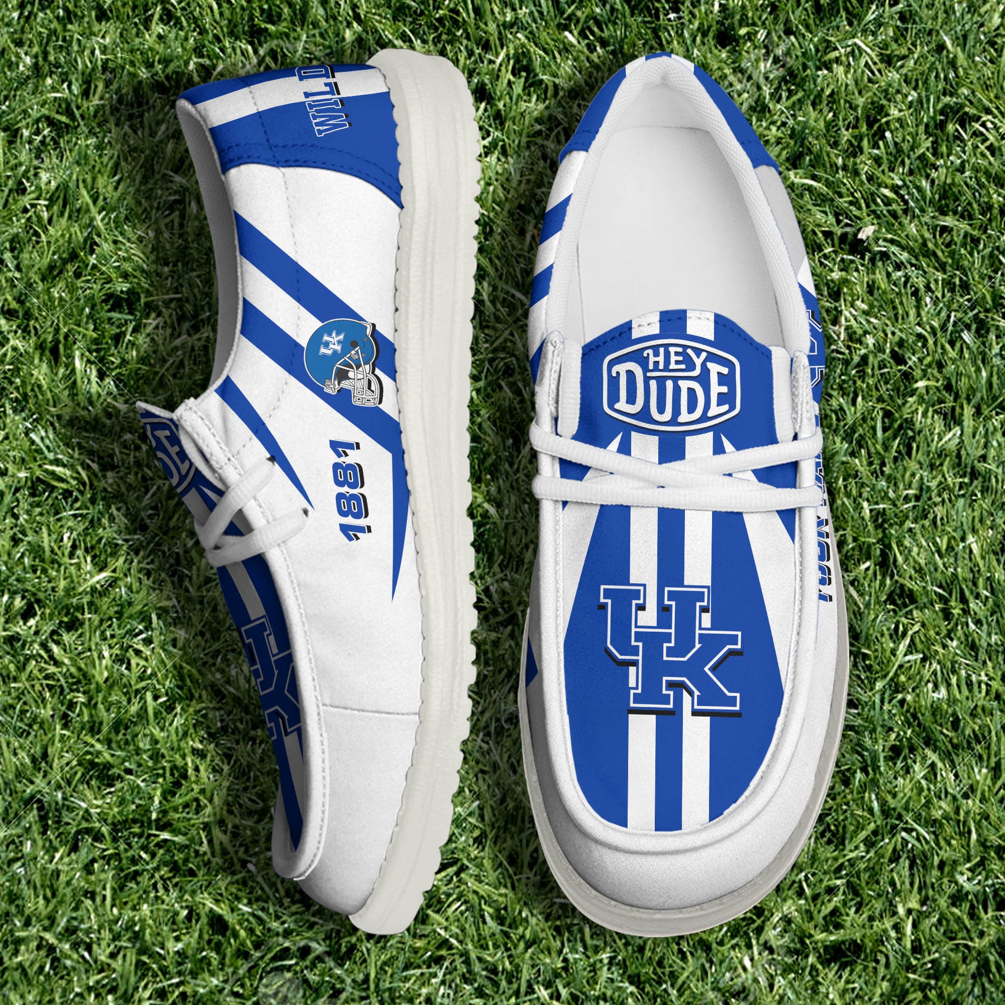 JWFancy Kentucky Wildcats Hey Dude Shoes Wally Men's Lace Up Loafers Comfortable For Men And Women