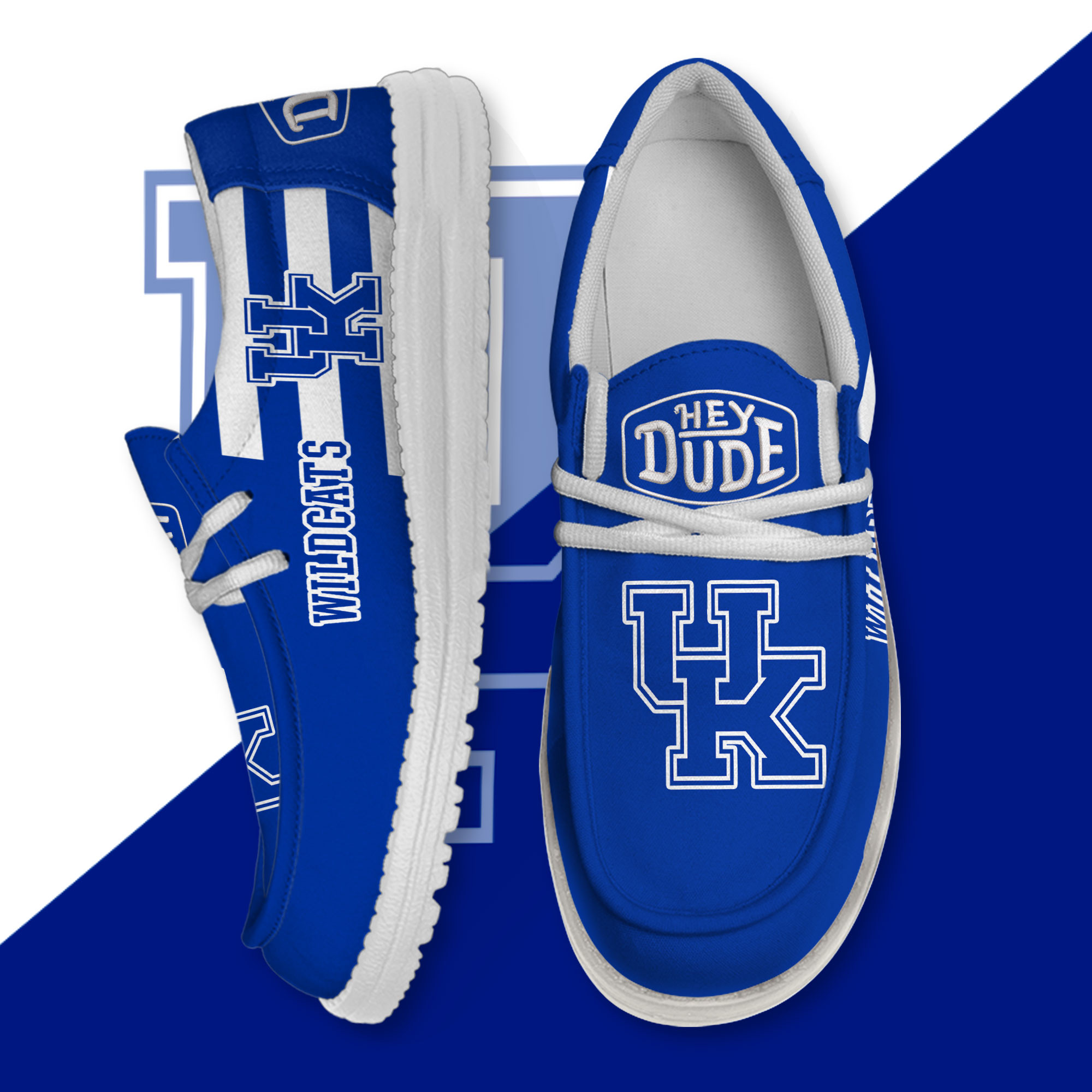 JWFancy Kentucky Wildcats Hey Dude Shoes Wally Men's Lace Up Loafers Comfortable For Men And Women