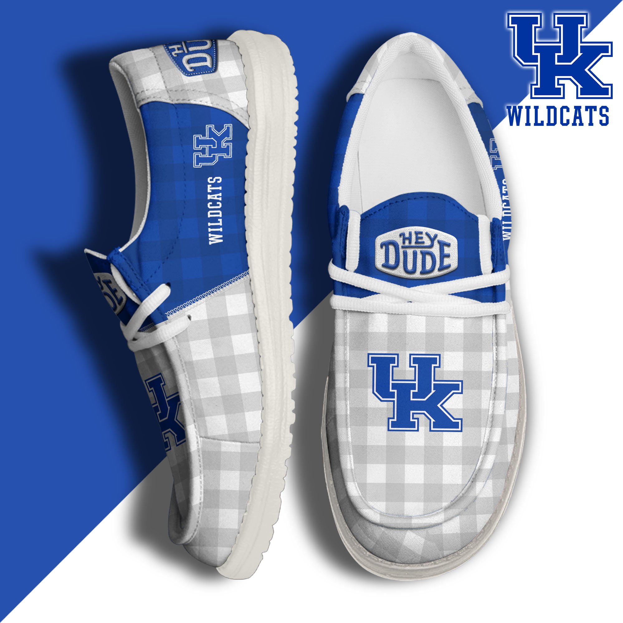 JWFancy Kentucky Wildcats Hey Dude Shoes Wally Men's Lace Up Loafers Comfortable For Men And Women