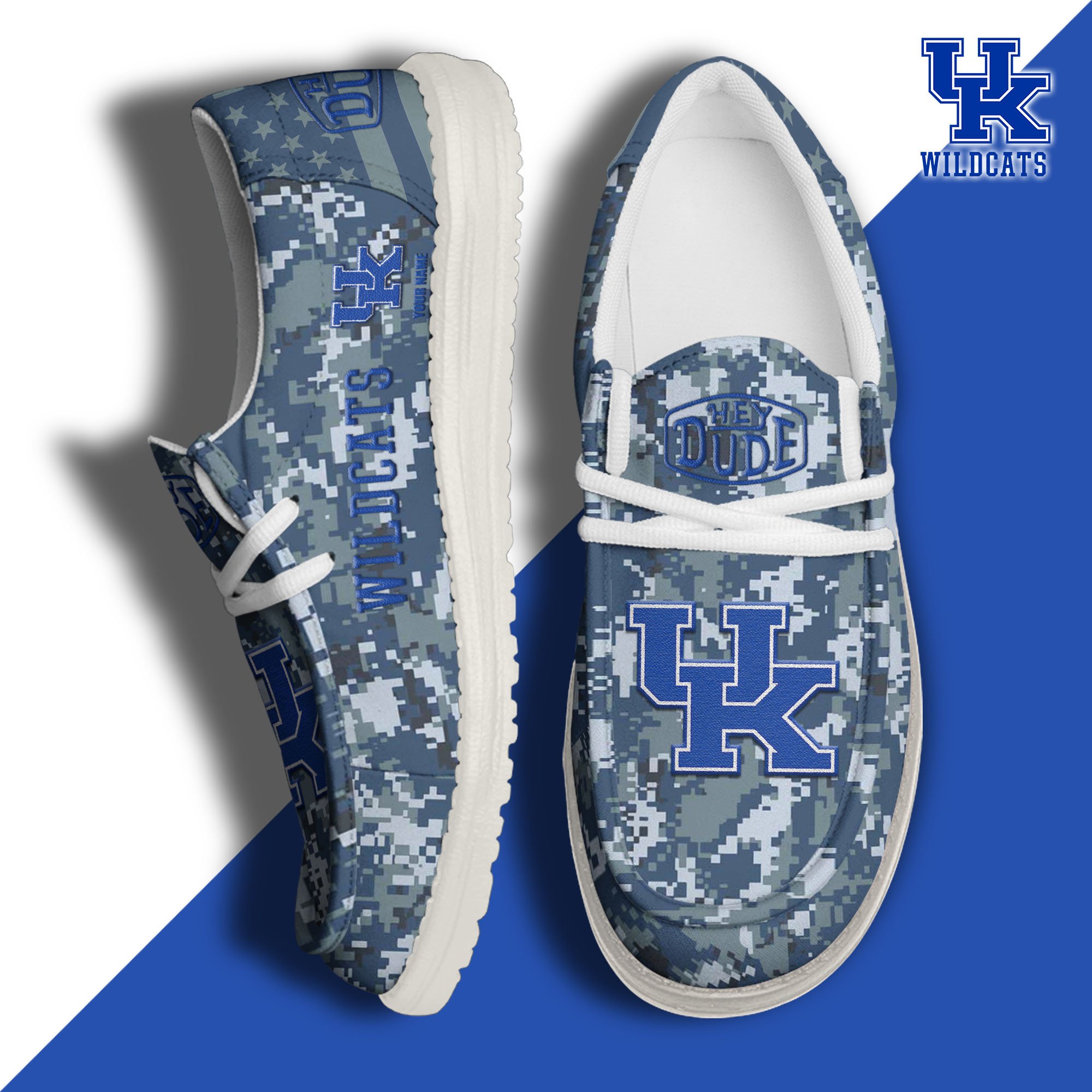 JWFancy Kentucky Wildcats Hey Dude Shoes Wally Men's Lace Up Loafers Comfortable For Men And Women