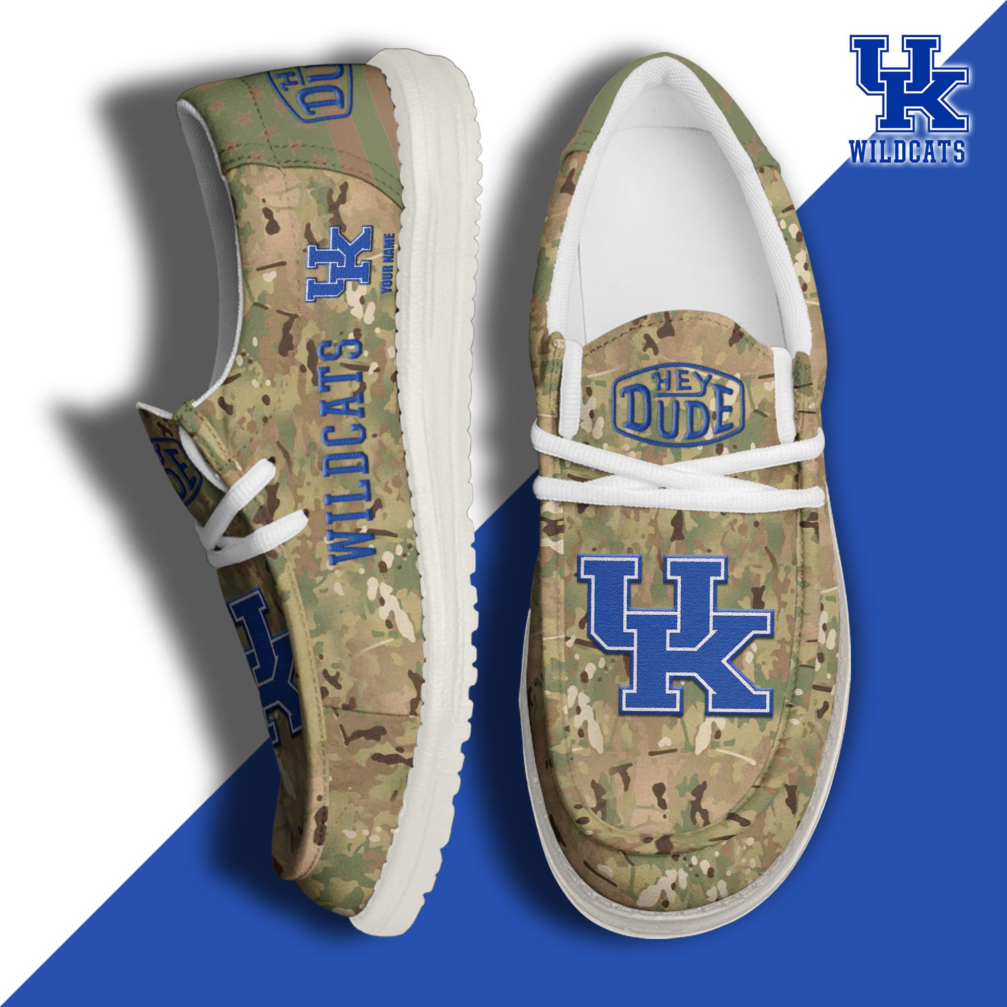 JWFancy Kentucky Wildcats Hey Dude Shoes Wally Men's Lace Up Loafers Comfortable For Men And Women
