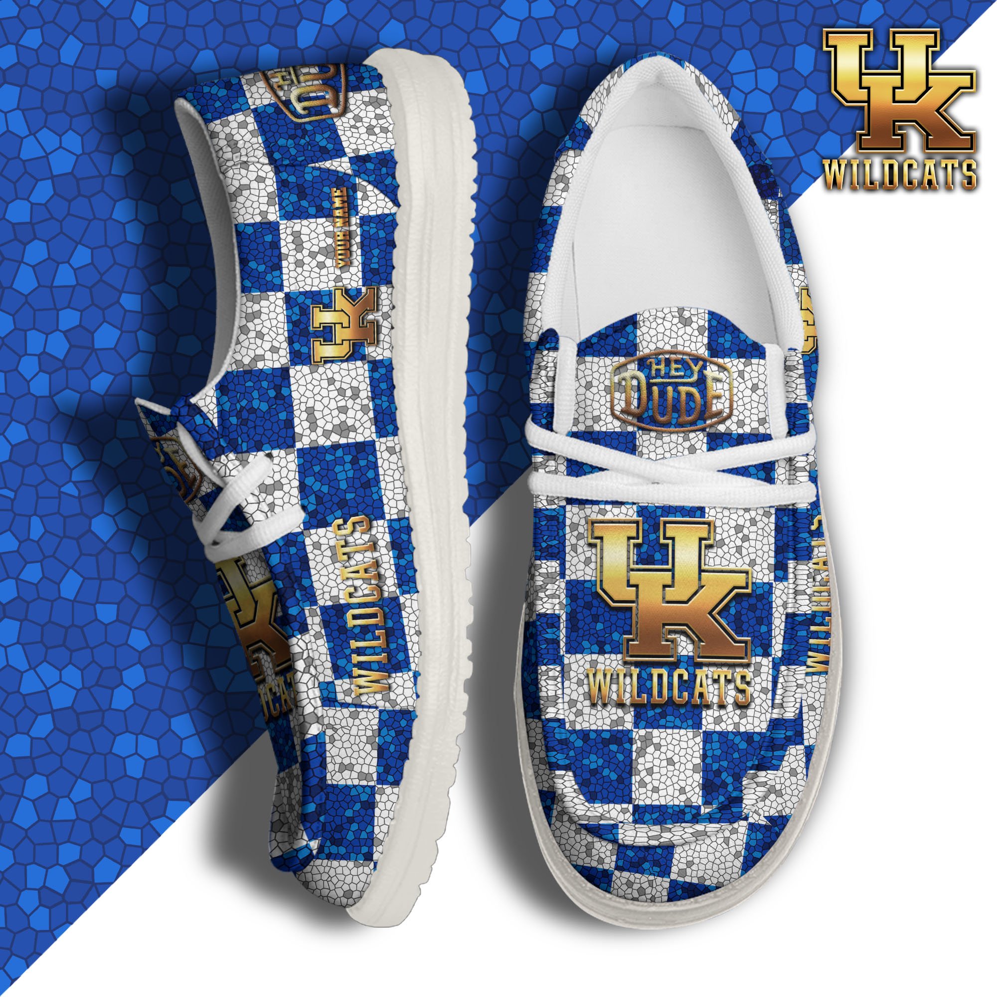 JWFancy Kentucky Wildcats Hey Dude Shoes Wally Men's Lace Up Loafers Comfortable For Men And Women