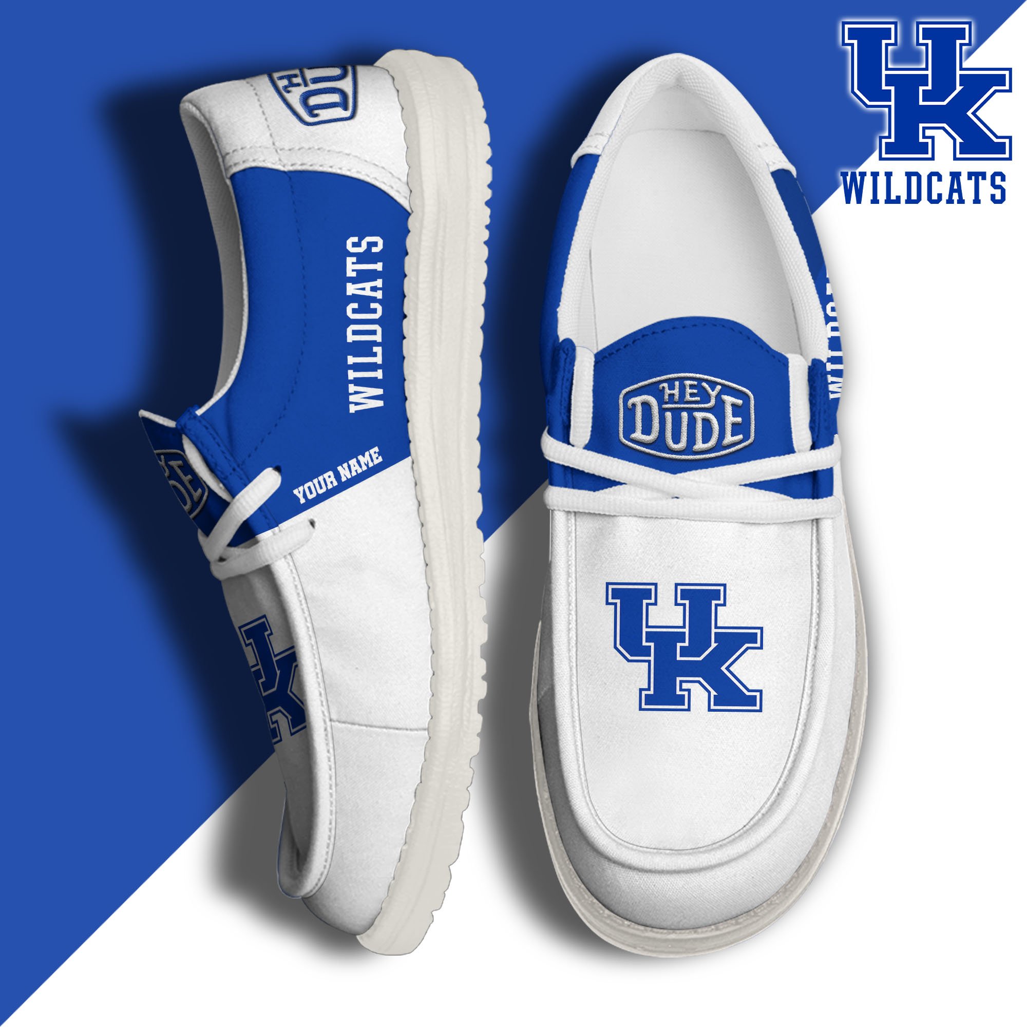 JWFancy Kentucky Wildcats Hey Dude Shoes Wally Men's Lace Up Loafers Comfortable For Men And Women