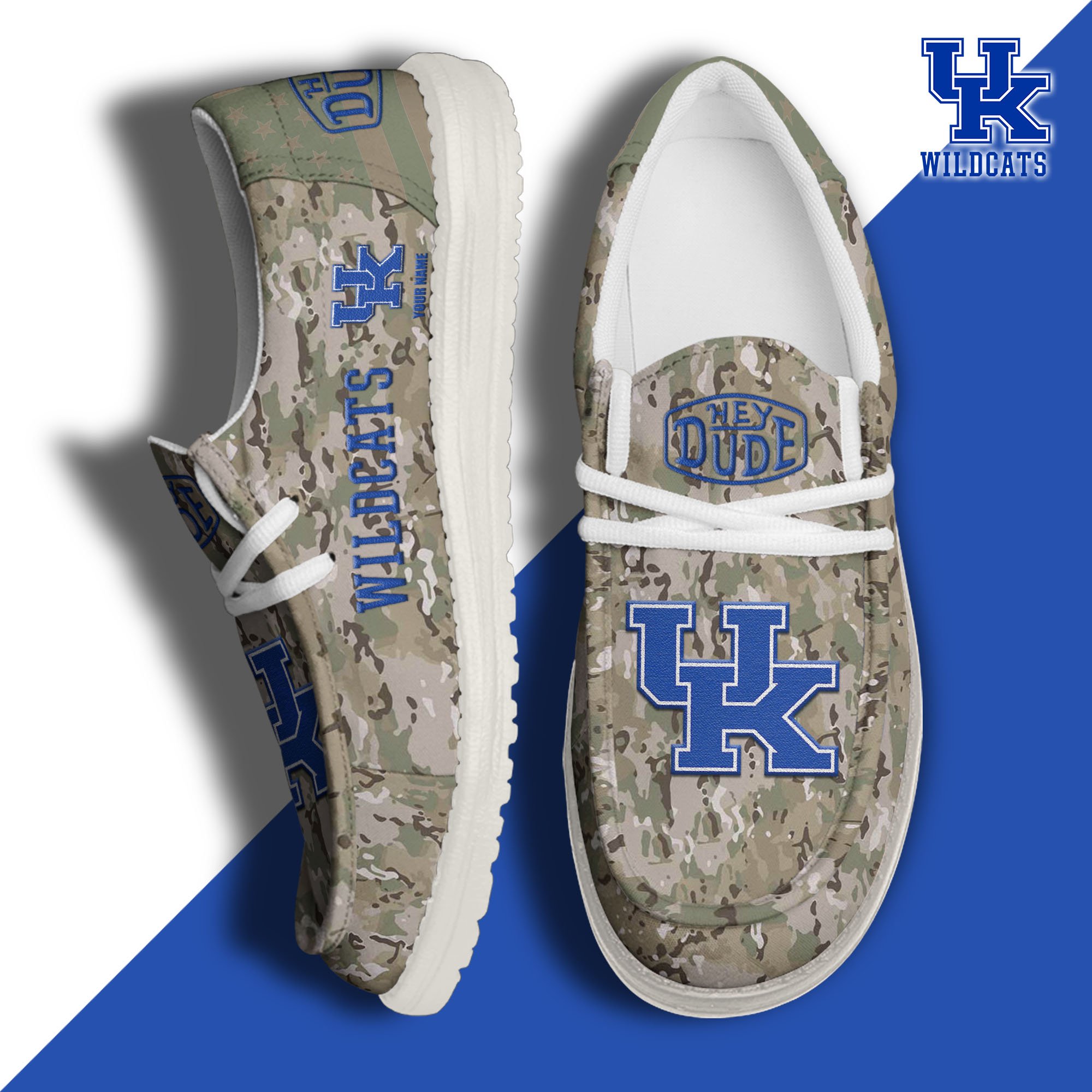JWFancy Kentucky Wildcats Hey Dude Shoes Wally Men's Lace Up Loafers Comfortable For Men And Women