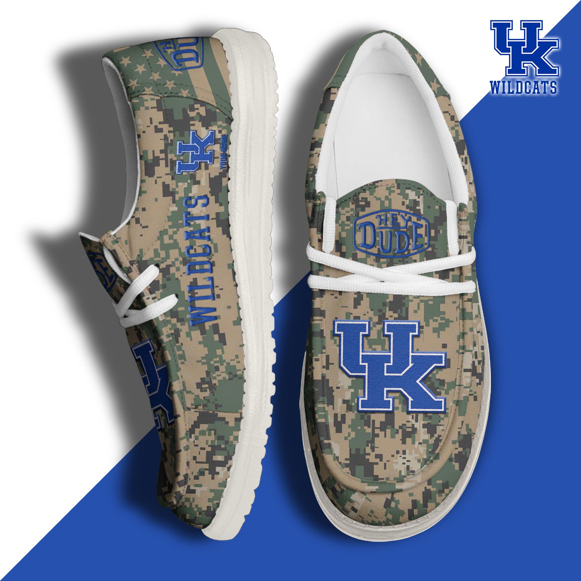 JWFancy Kentucky Wildcats Hey Dude Shoes Wally Men's Lace Up Loafers Comfortable For Men And Women