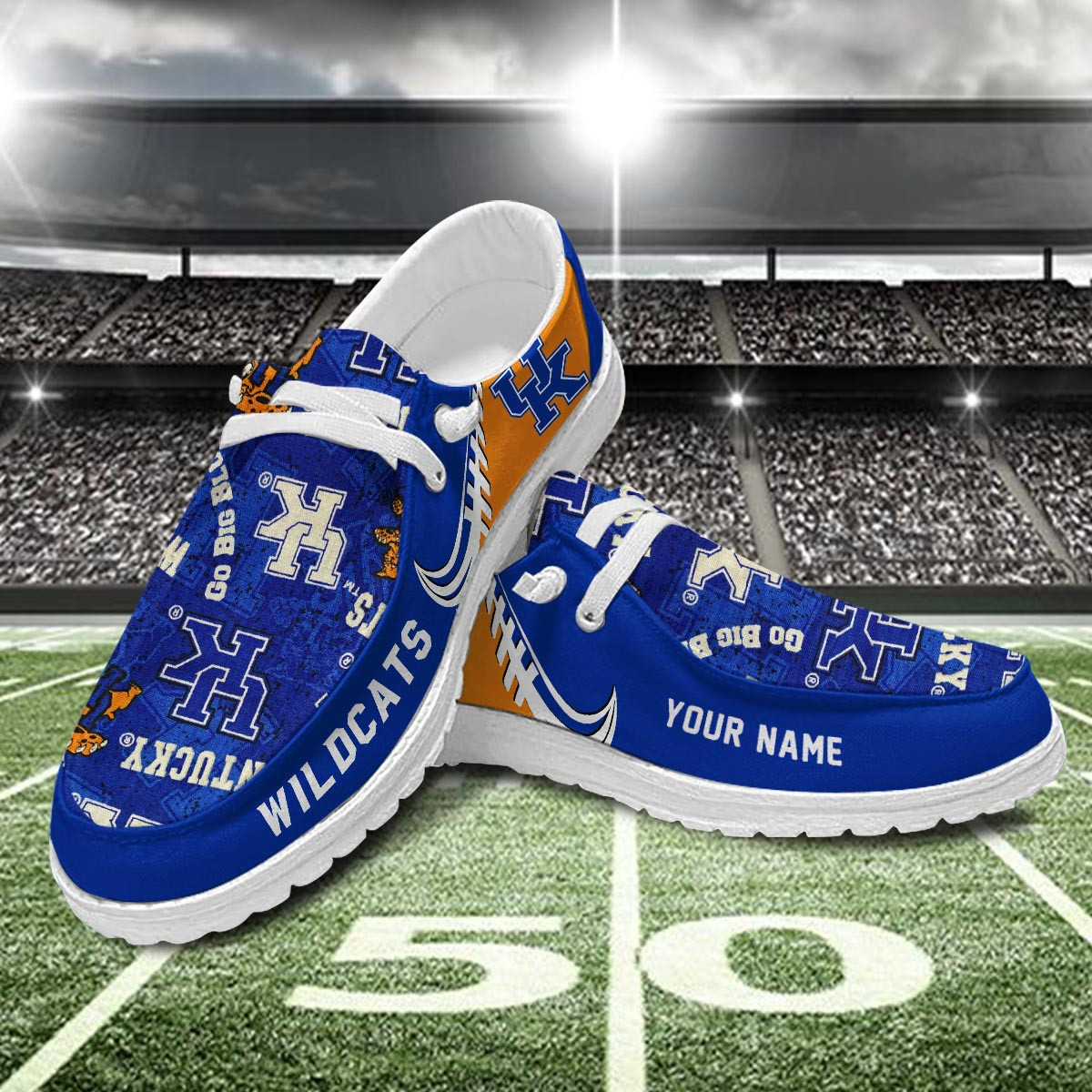 JWFancy Kentucky Wildcats Hey Dude Shoes Wally Men's Lace Up Loafers Comfortable For Men And Women