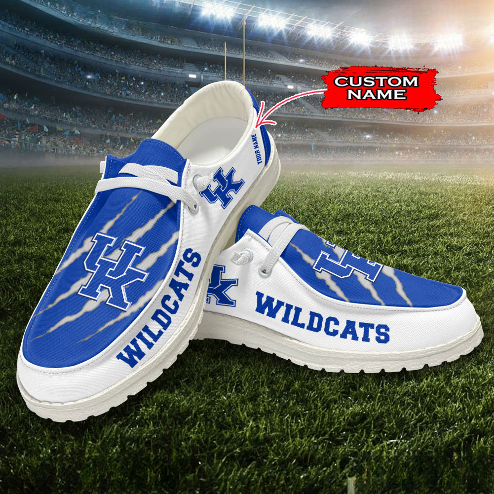 JWFancy Kentucky Wildcats Hey Dude Shoes Wally Men's Lace Up Loafers Comfortable For Men And Women