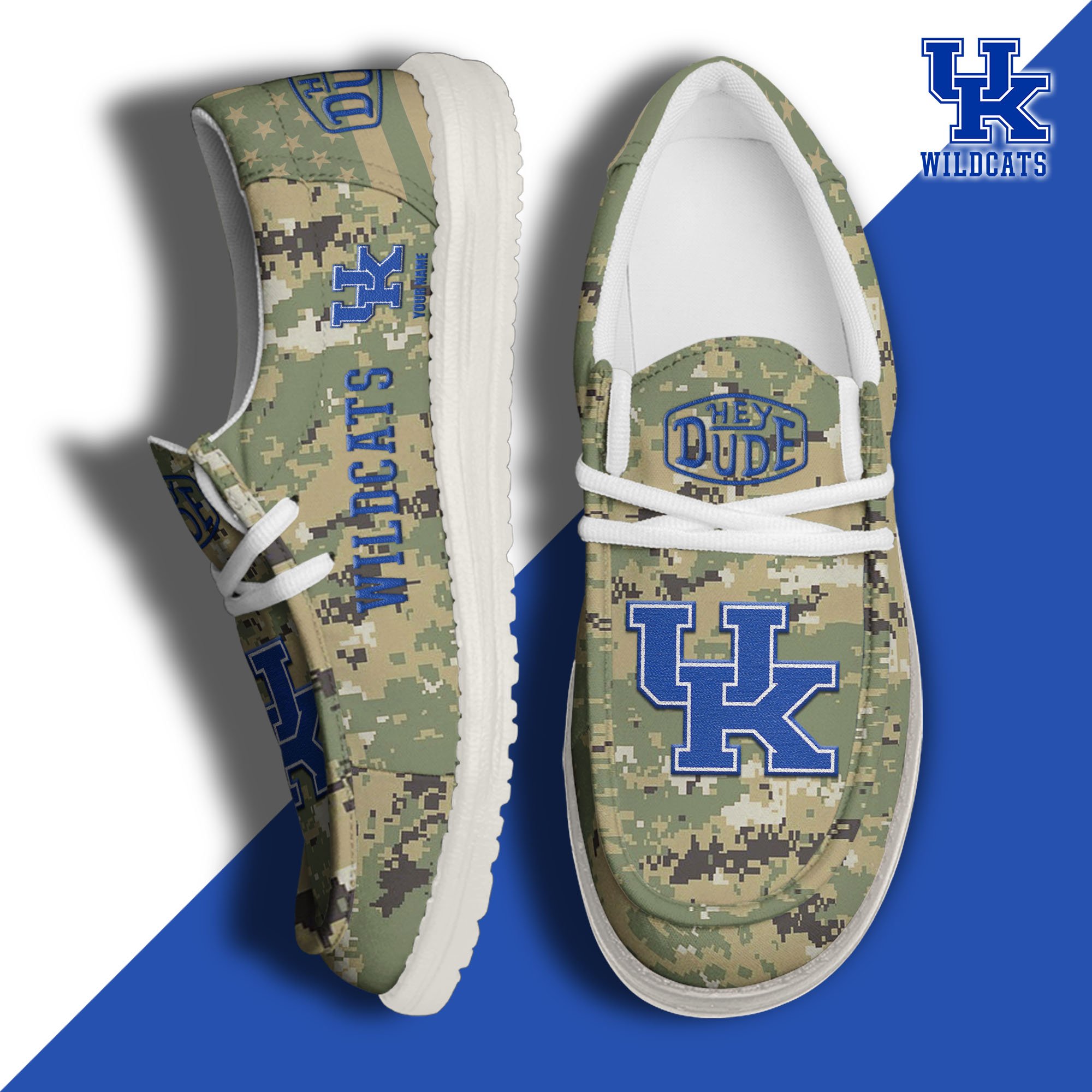 JWFancy Kentucky Wildcats Hey Dude Shoes Wally Men's Lace Up Loafers Comfortable For Men And Women