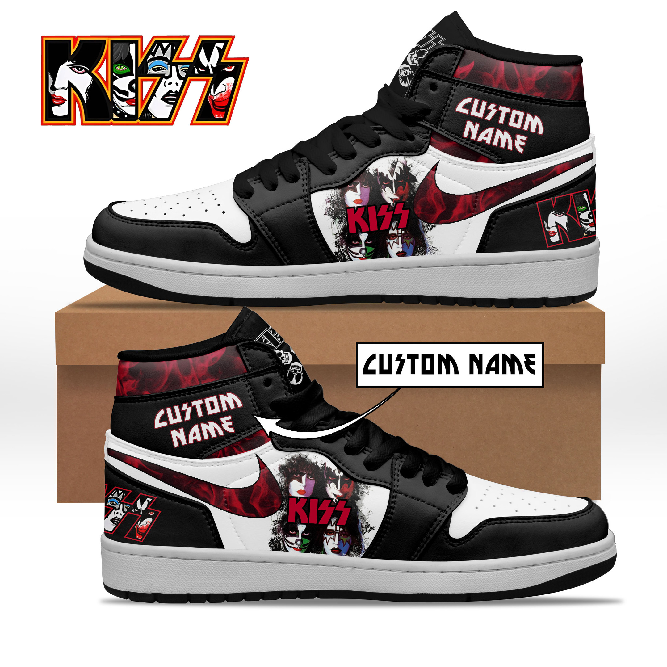JWFancy Kiss AJ1 High Sneakers Shoes For Men And Women