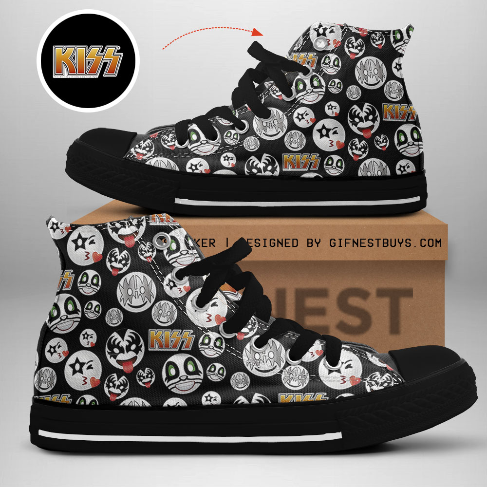 JWFancy Kiss Band High Top Canvas Sneakers Shoes For Men And Women