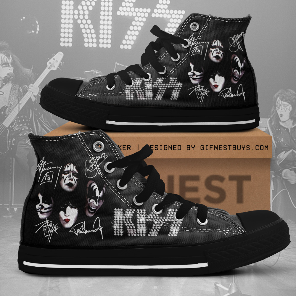 JWFancy Kiss Band High Top Canvas Sneakers Shoes For Men And Women