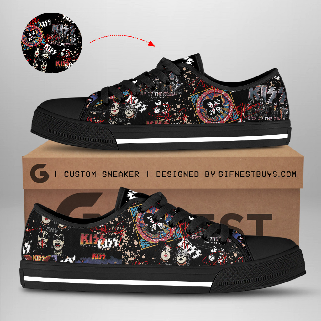 JWFancy Kiss Band Low Top Canvas Sneakers Shoes For Men And Women