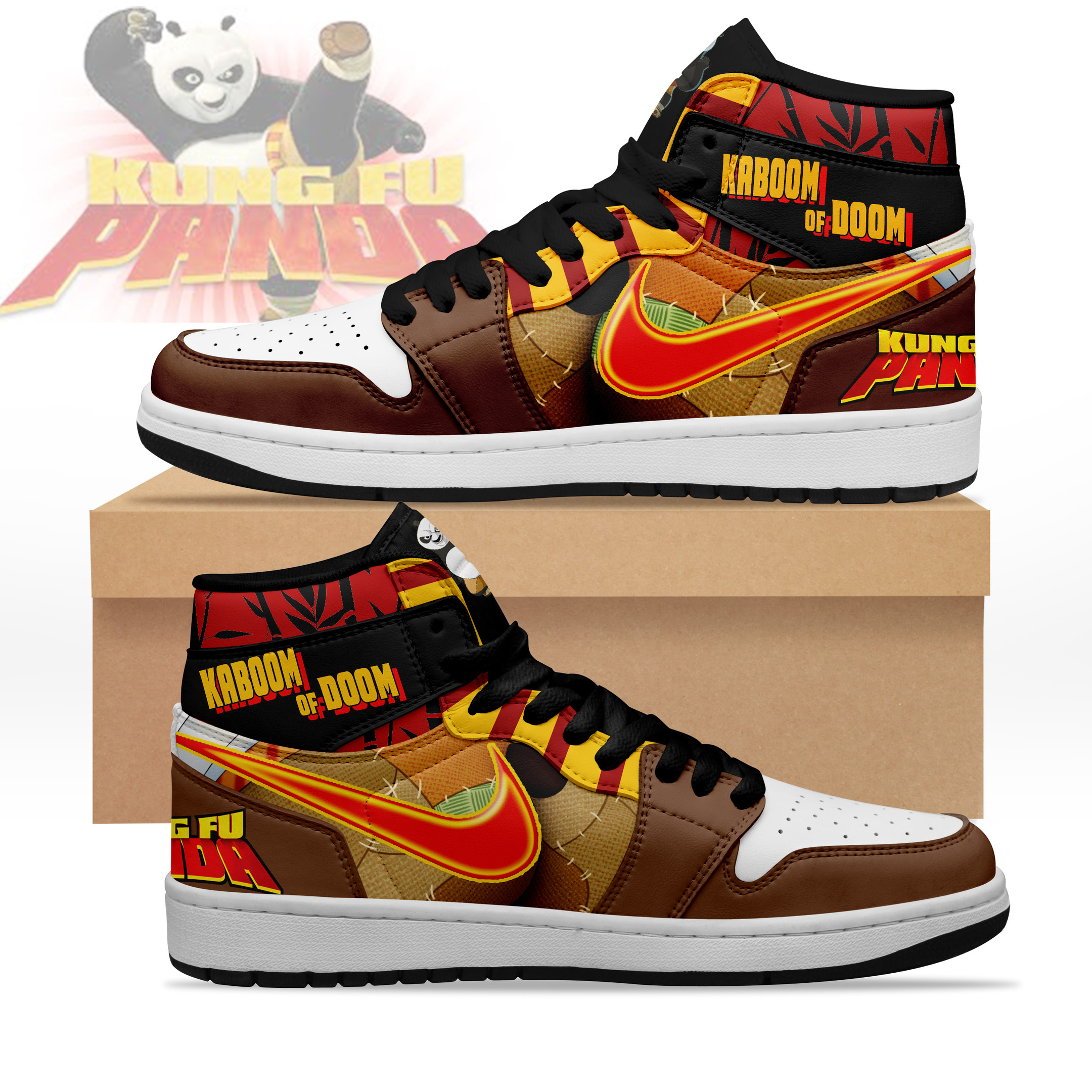 JWFancy Kung Fu Panda AJ1 High Sneakers Shoes For Men And Women