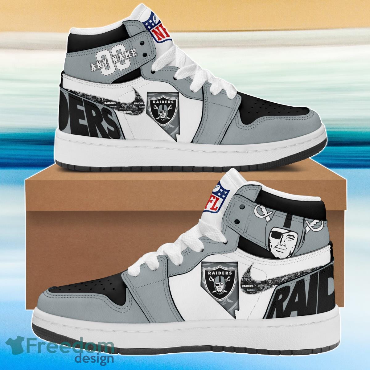 JWFancy Las Vegas Raiders AJ1 High Sneakers Shoes For Men And Women