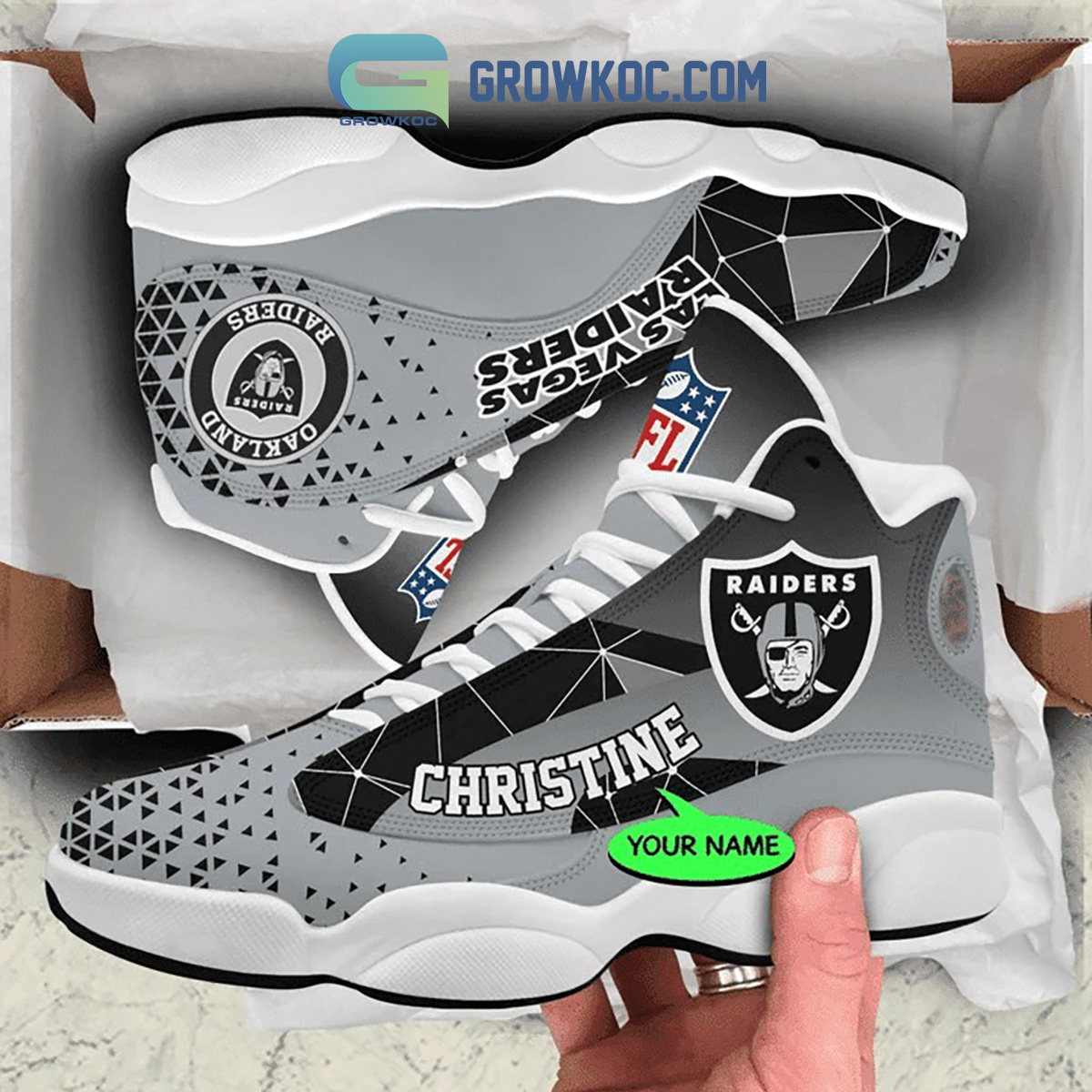 JWFancy Las Vegas Raiders AJ13 Sneakers Shoes For Men And Women