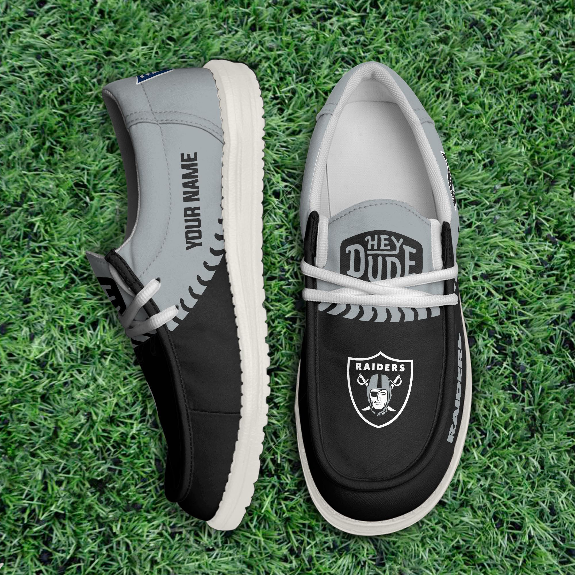 JWFancy Las Vegas Raiders Hey Dude Shoes Wally Men's Lace Up Loafers Comfortable For Men And Women
