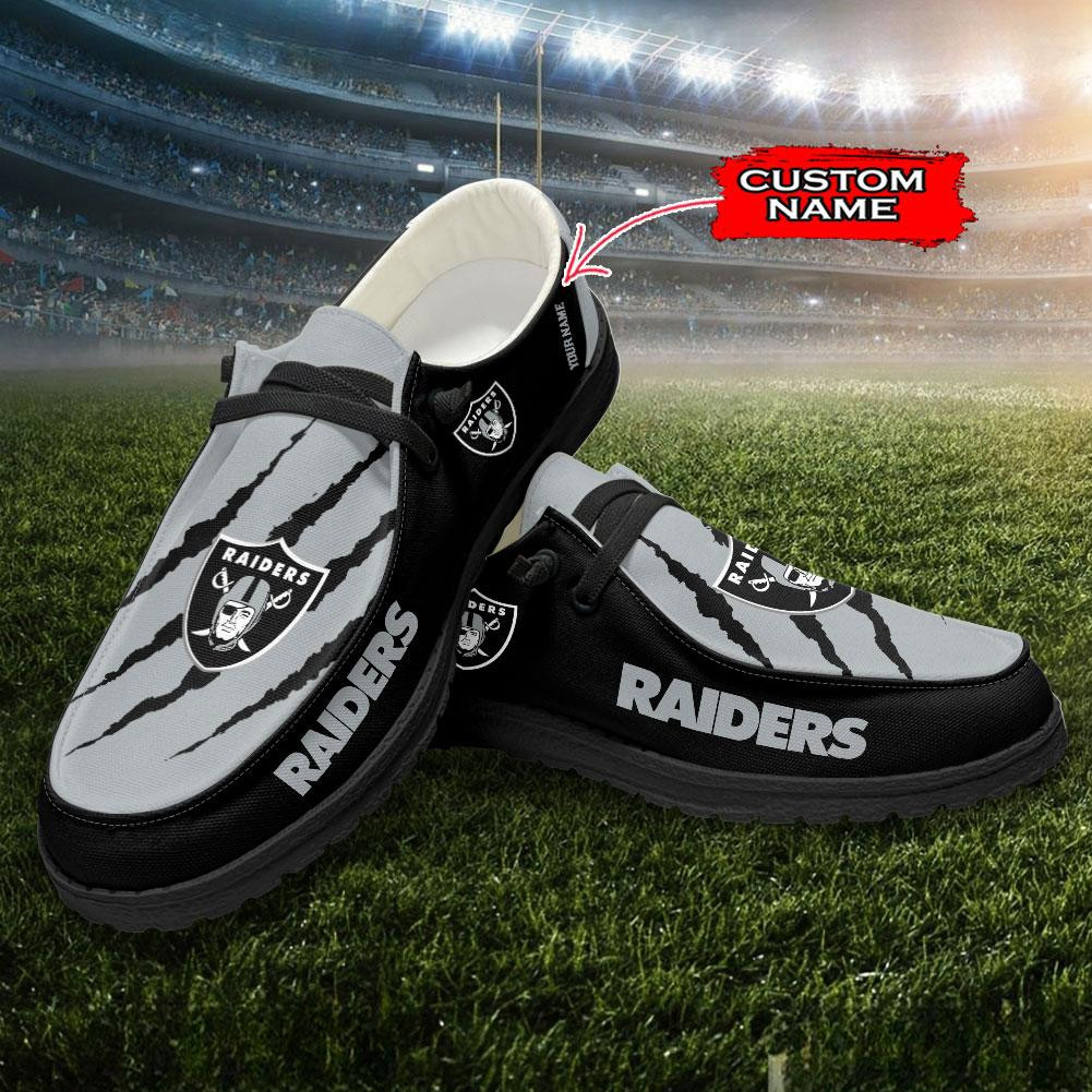 JWFancy Las Vegas Raiders Hey Dude Shoes Wally Men's Lace Up Loafers Comfortable For Men And Women