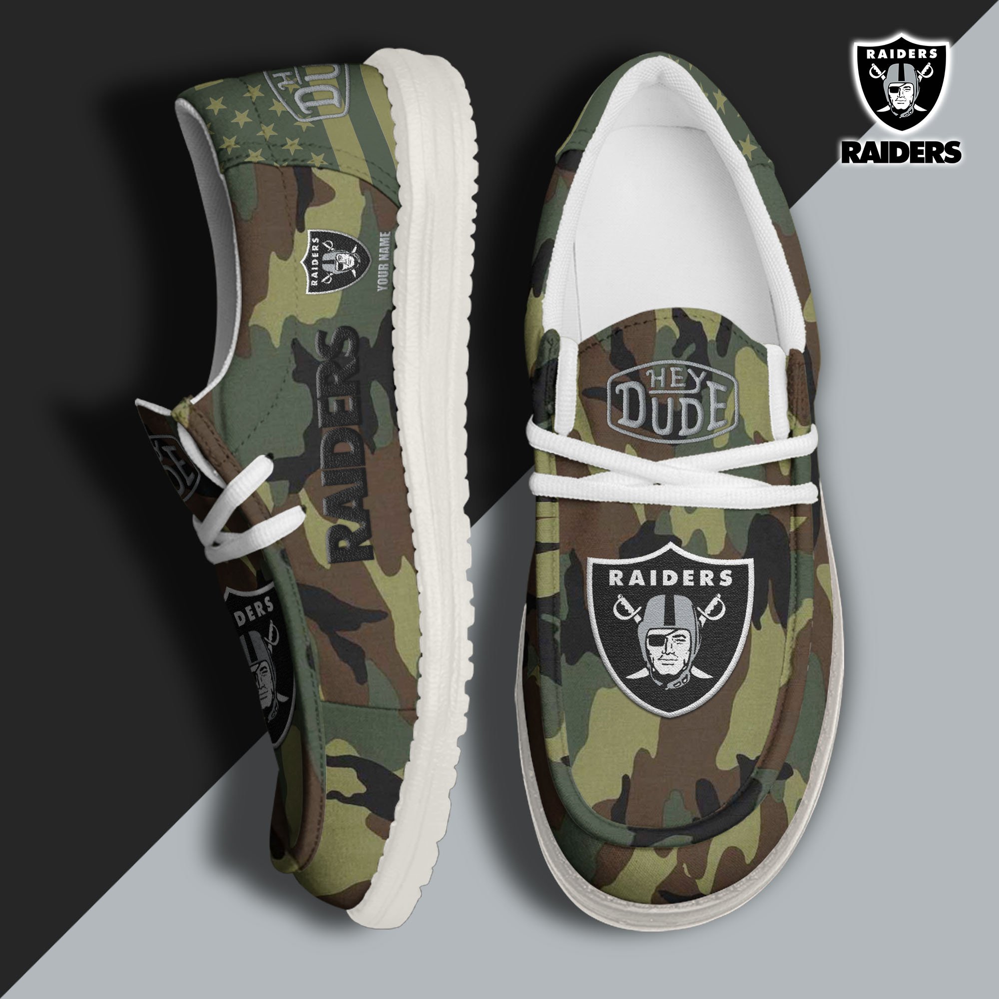 JWFancy Las Vegas Raiders Hey Dude Shoes Wally Men's Lace Up Loafers Comfortable For Men And Women