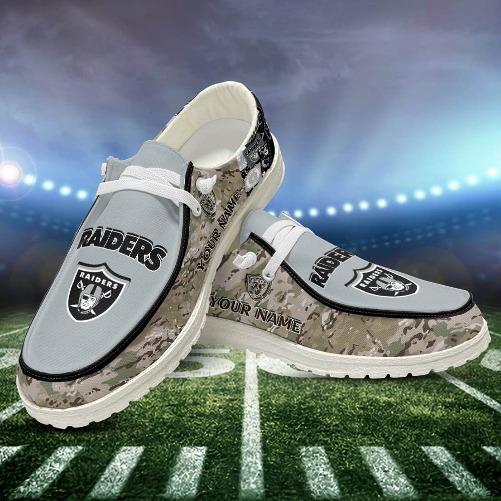 JWFancy Las Vegas Raiders Hey Dude Shoes Wally Men's Lace Up Loafers Comfortable For Men And Women