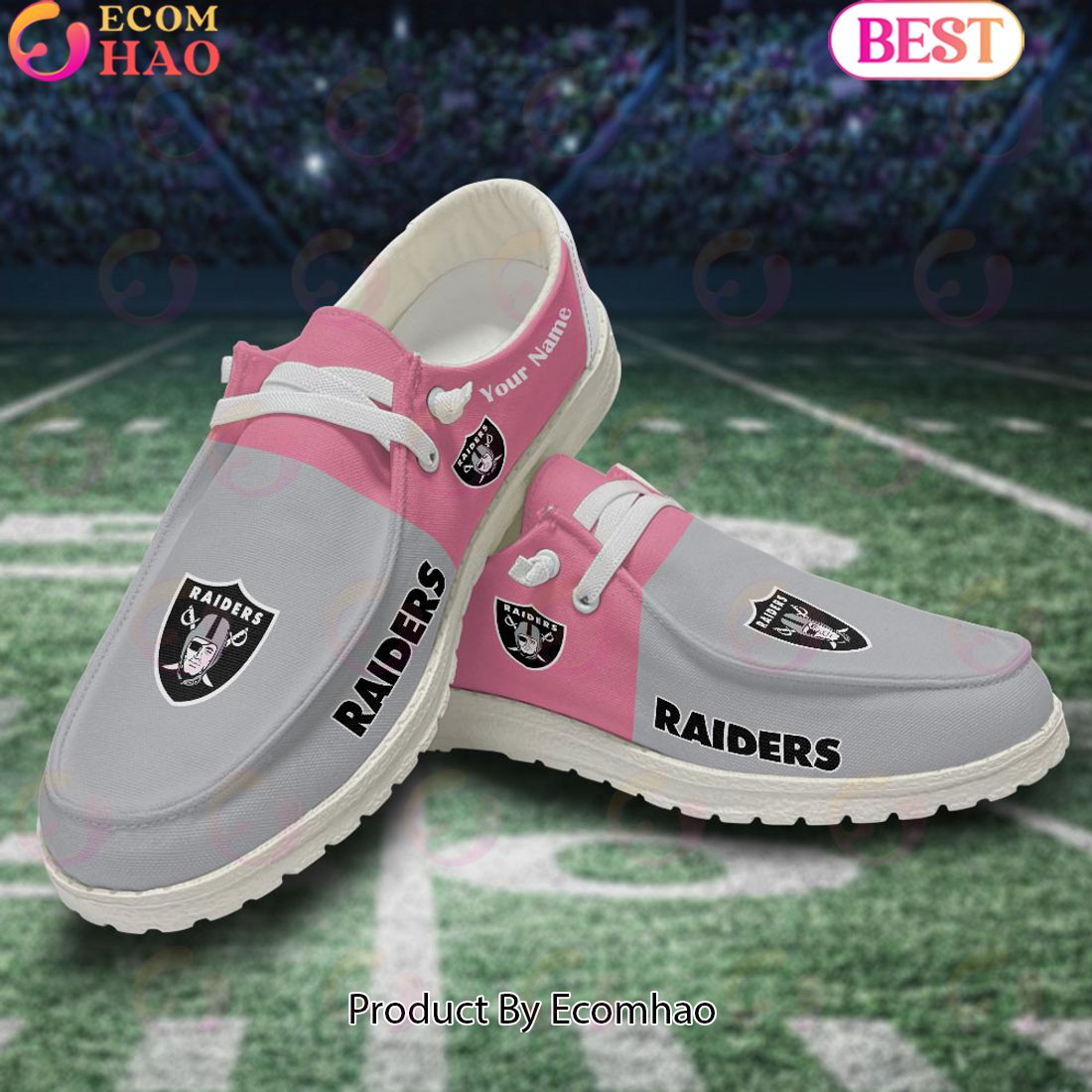 JWFancy Las Vegas Raiders Hey Dude Shoes Wally Men's Lace Up Loafers Comfortable For Men And Women