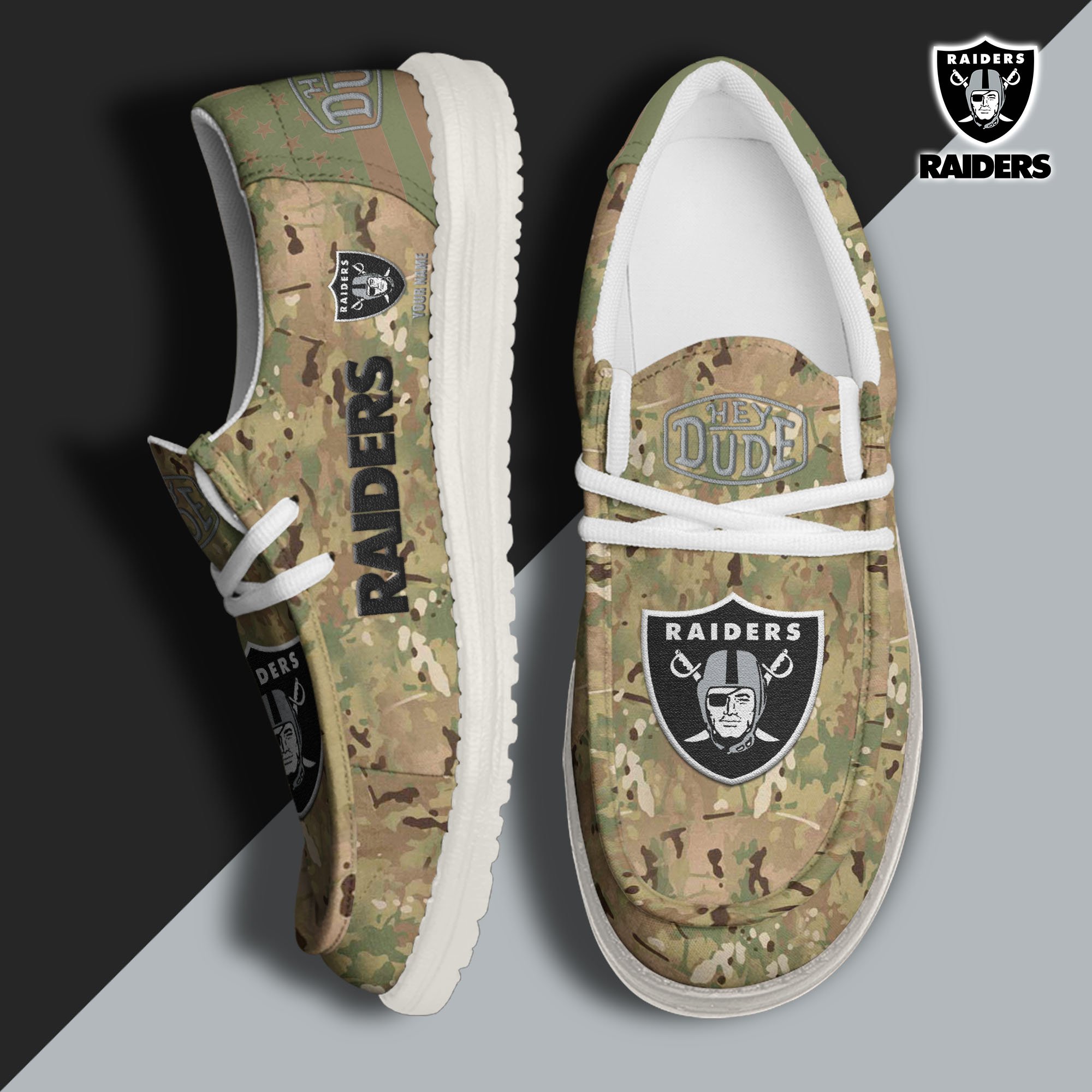 JWFancy Las Vegas Raiders Hey Dude Shoes Wally Men's Lace Up Loafers Comfortable For Men And Women