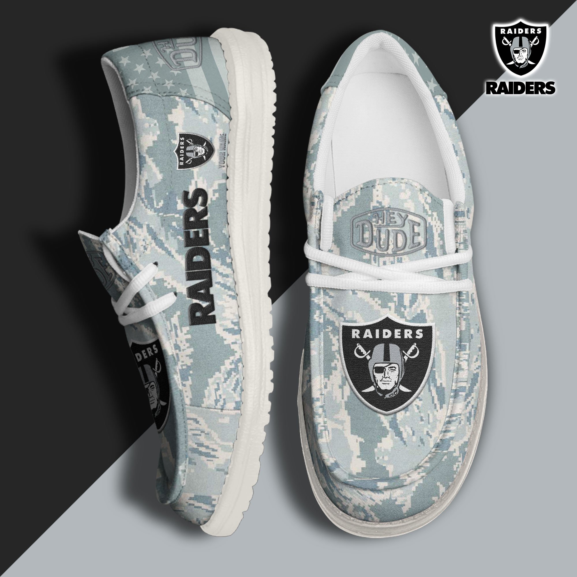 JWFancy Las Vegas Raiders Hey Dude Shoes Wally Men's Lace Up Loafers Comfortable For Men And Women