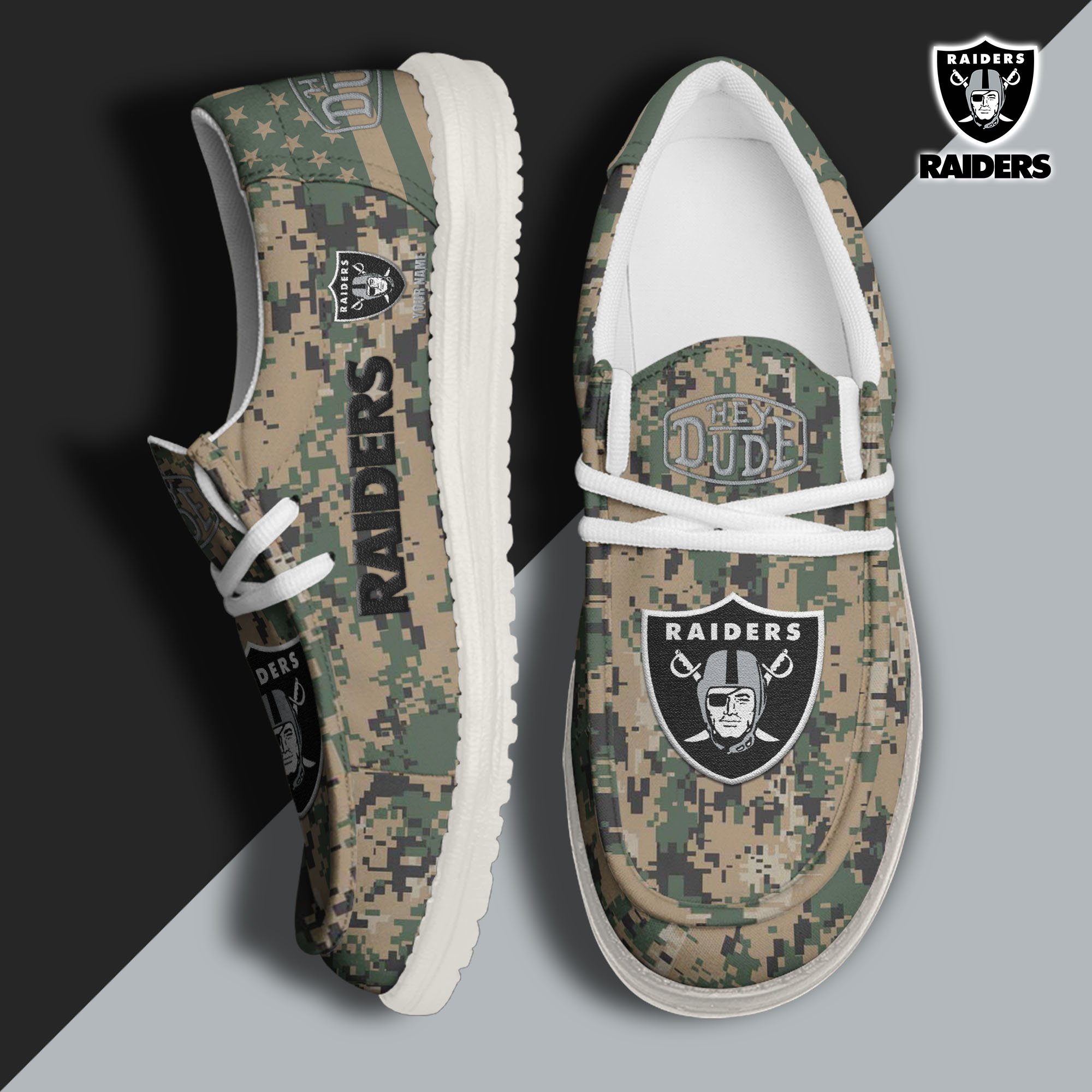 JWFancy Las Vegas Raiders Hey Dude Shoes Wally Men's Lace Up Loafers Comfortable For Men And Women