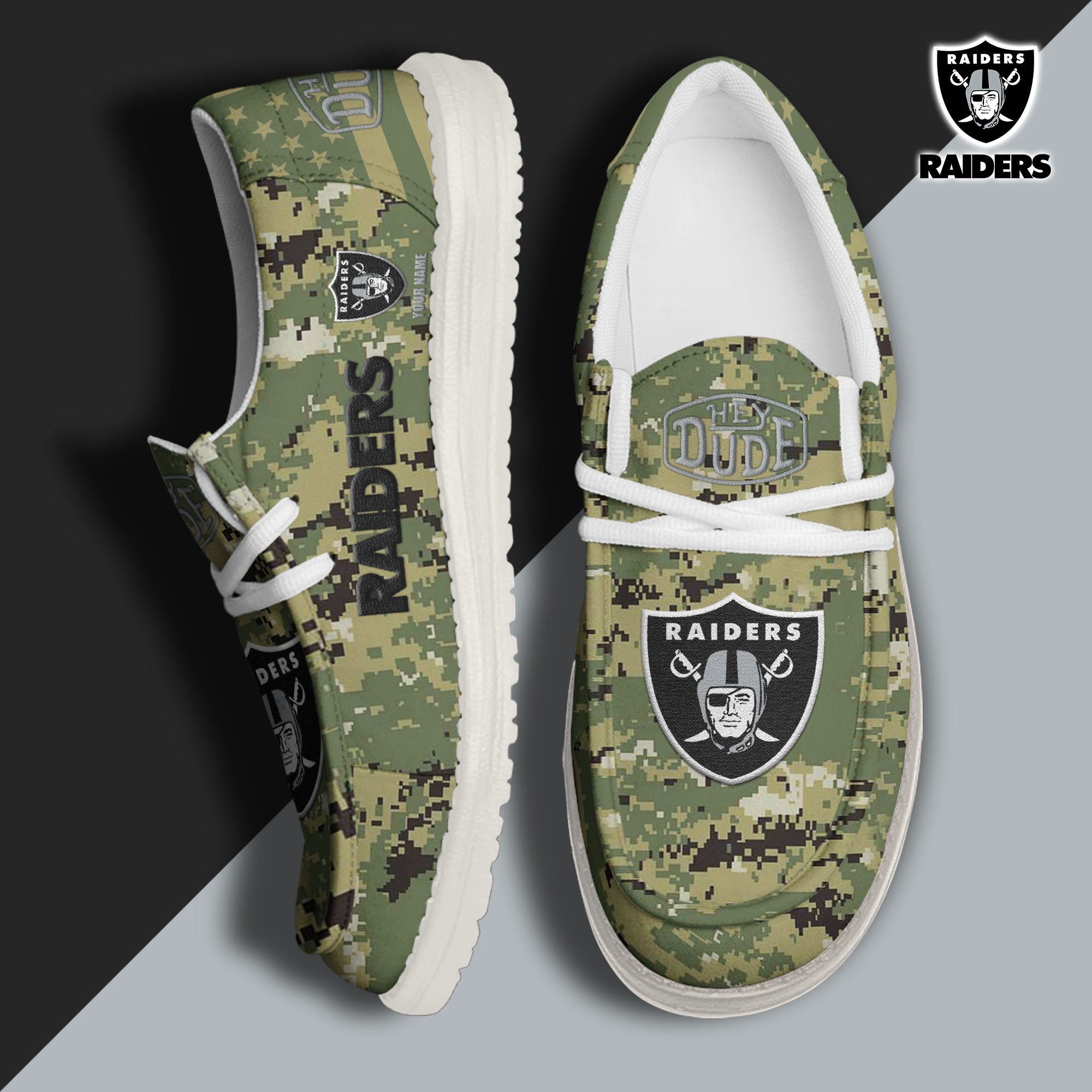 JWFancy Las Vegas Raiders Hey Dude Shoes Wally Men's Lace Up Loafers Comfortable For Men And Women