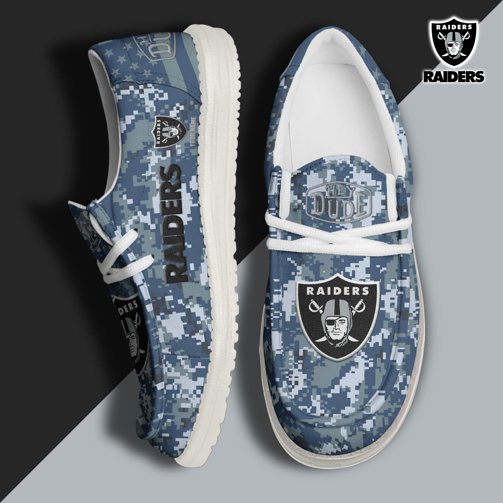 JWFancy Las Vegas Raiders Hey Dude Shoes Wally Men's Lace Up Loafers Comfortable For Men And Women