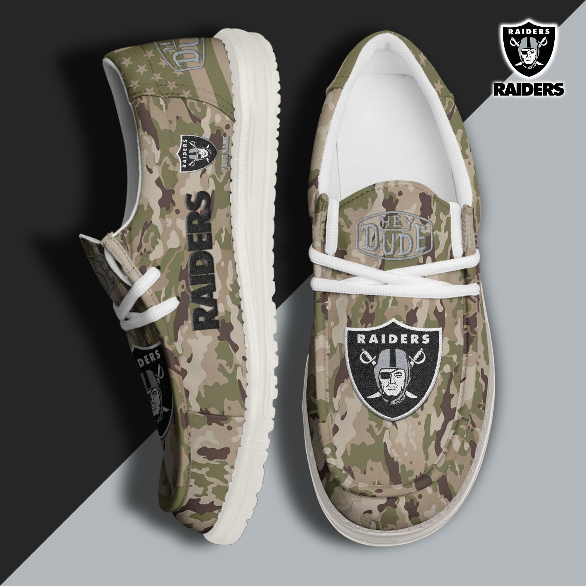 JWFancy Las Vegas Raiders Hey Dude Shoes Wally Men's Lace Up Loafers Comfortable For Men And Women