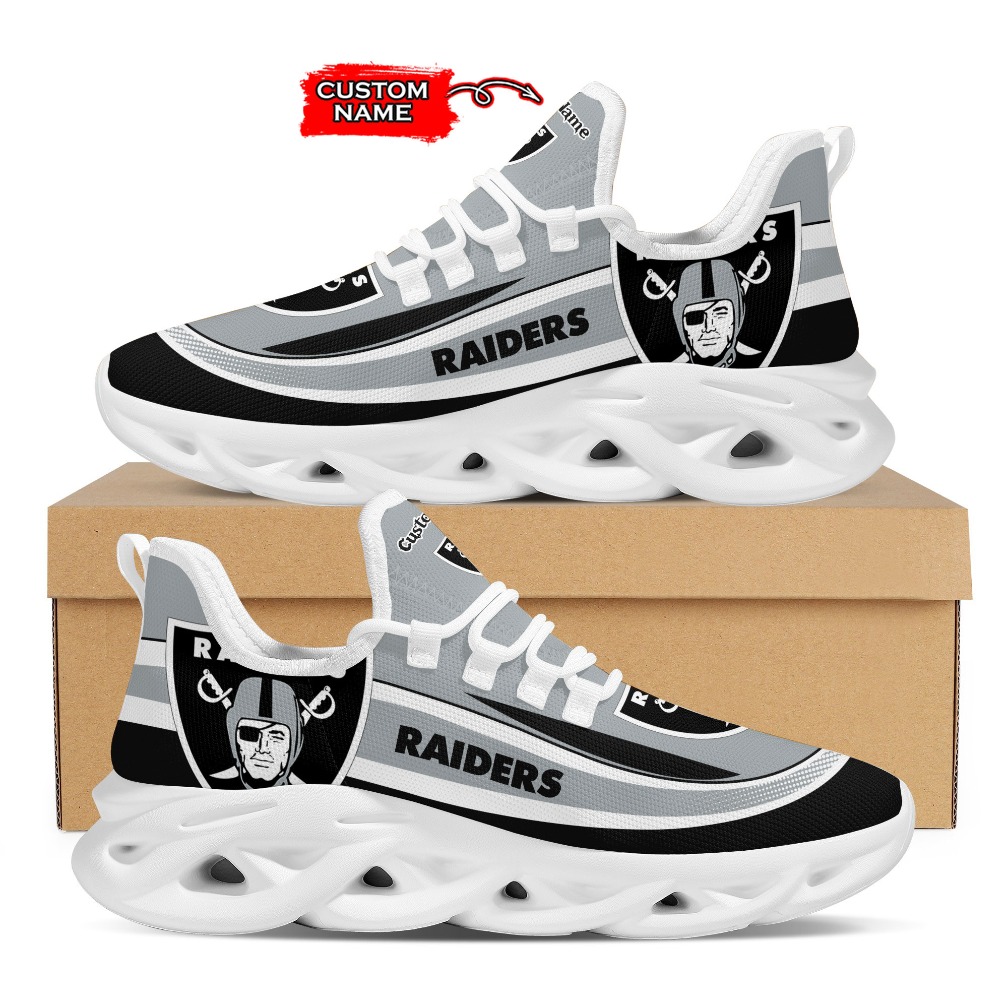 JWFancy Las Vegas Raiders Max Soul Shoes Sneakers For Men And Women