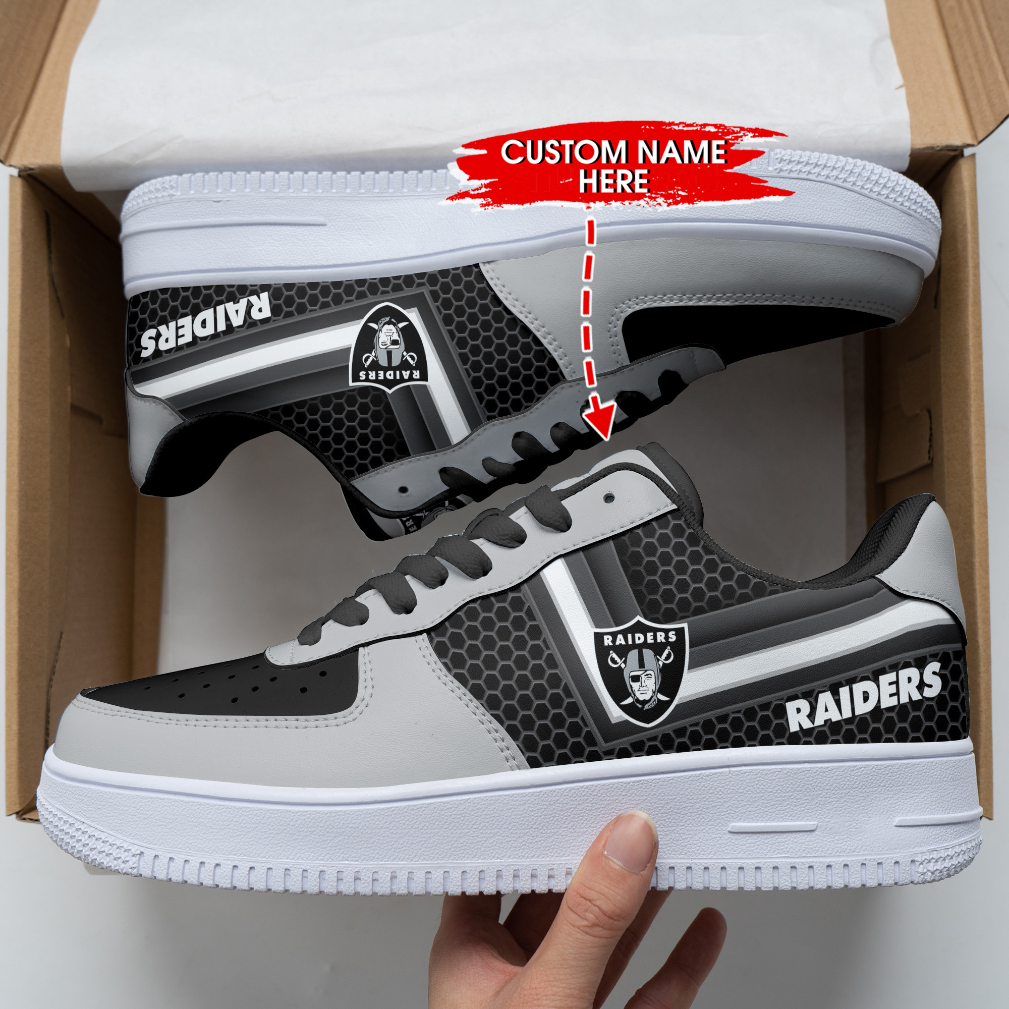 JWFancy Las Vegas Raiders NFL Air Low-Top Sneakers Shoes For Men And Women