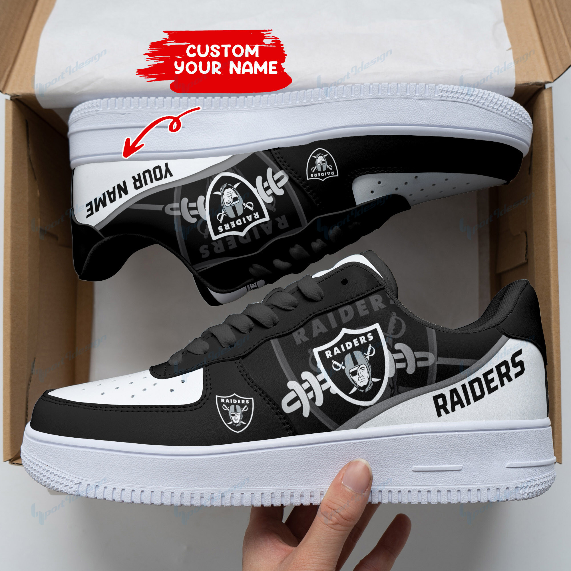 JWFancy Las Vegas Raiders NFL Air Low-Top Sneakers Shoes For Men And Women