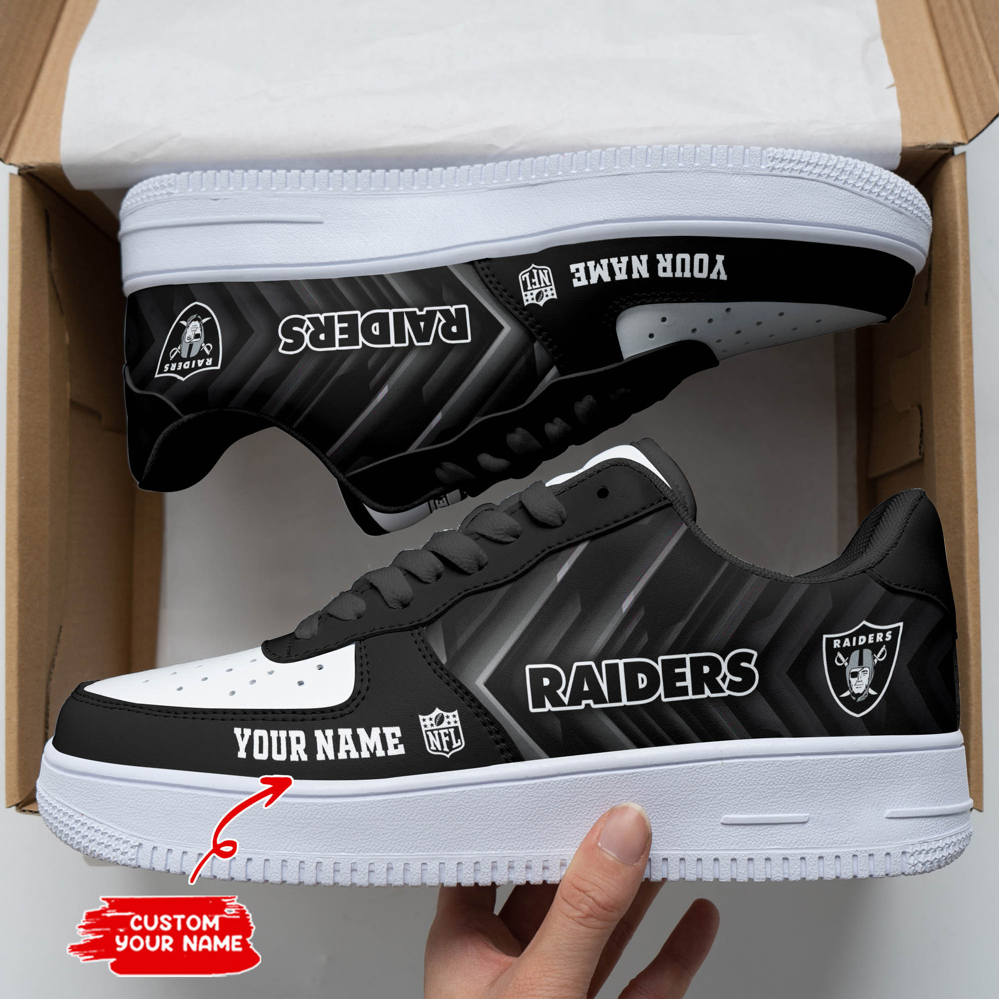JWFancy Las Vegas Raiders NFL Air Low-Top Sneakers Shoes For Men And Women
