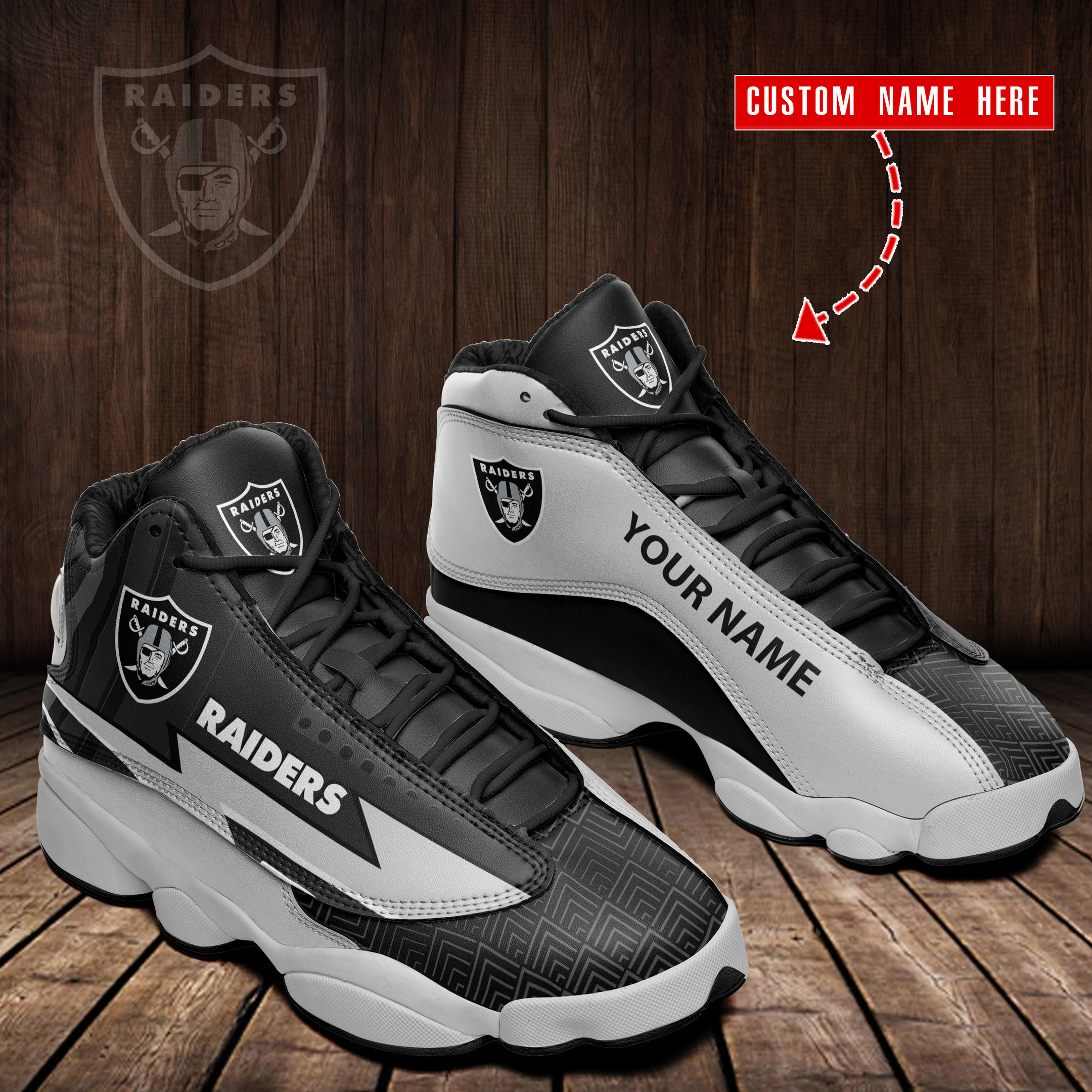 JWFancy Las Vegas Raiders NFL AJ13 Sneakers Shoes For Men And Women
