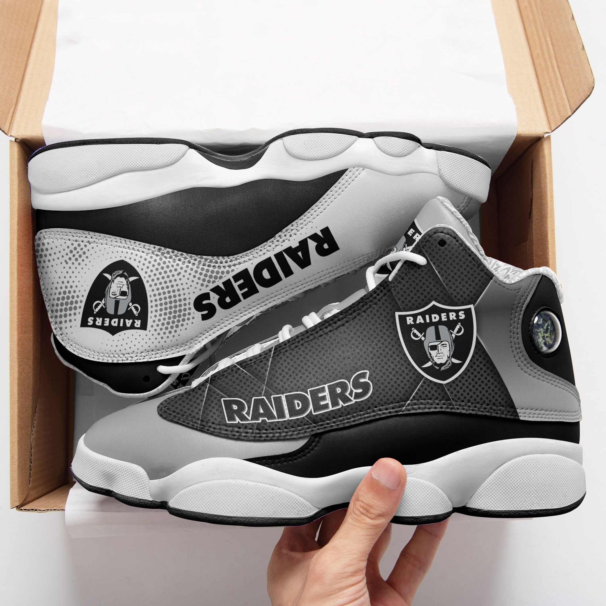JWFancy Las Vegas Raiders NFL AJ13 Sneakers Shoes For Men And Women