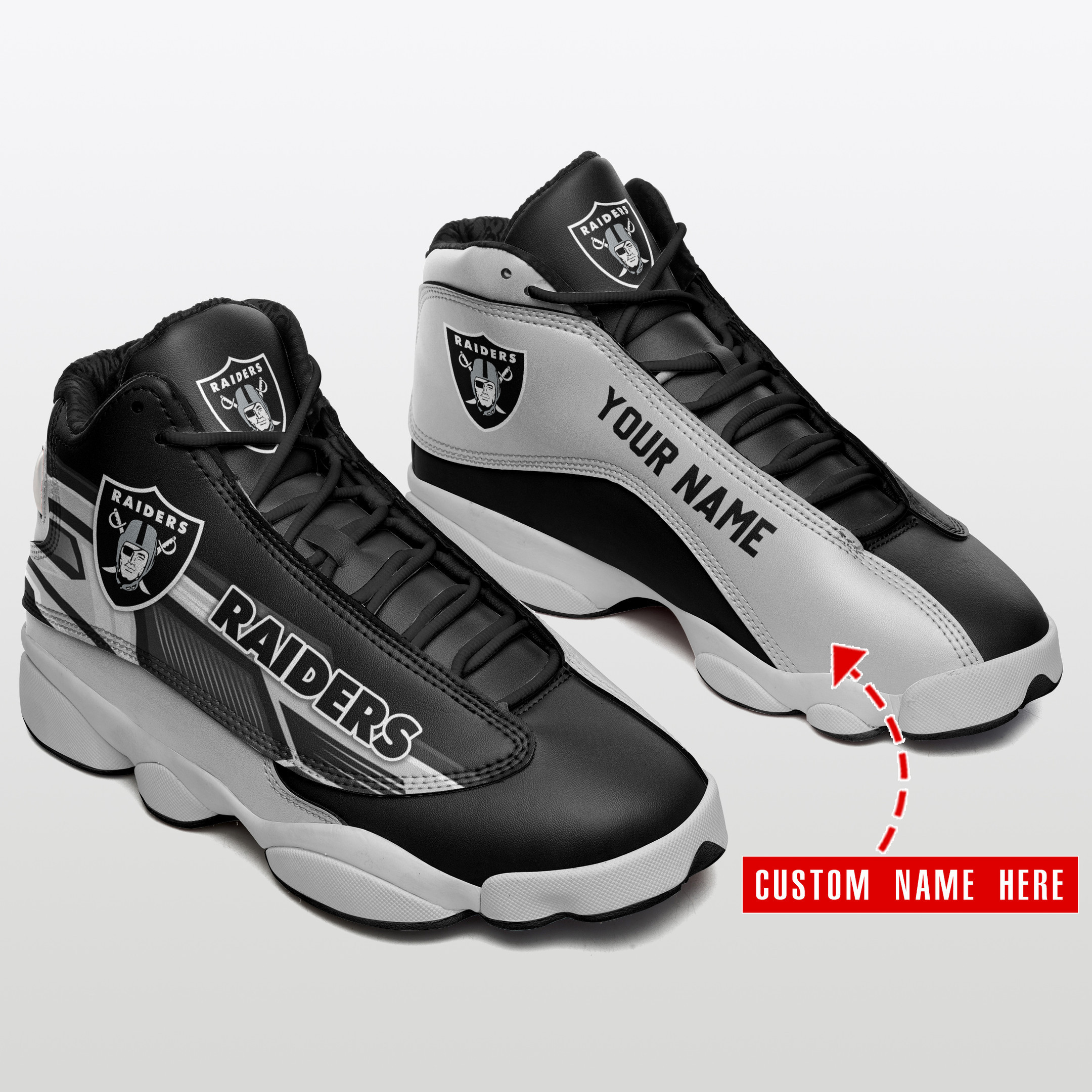 JWFancy Las Vegas Raiders NFL AJ13 Sneakers Shoes For Men And Women