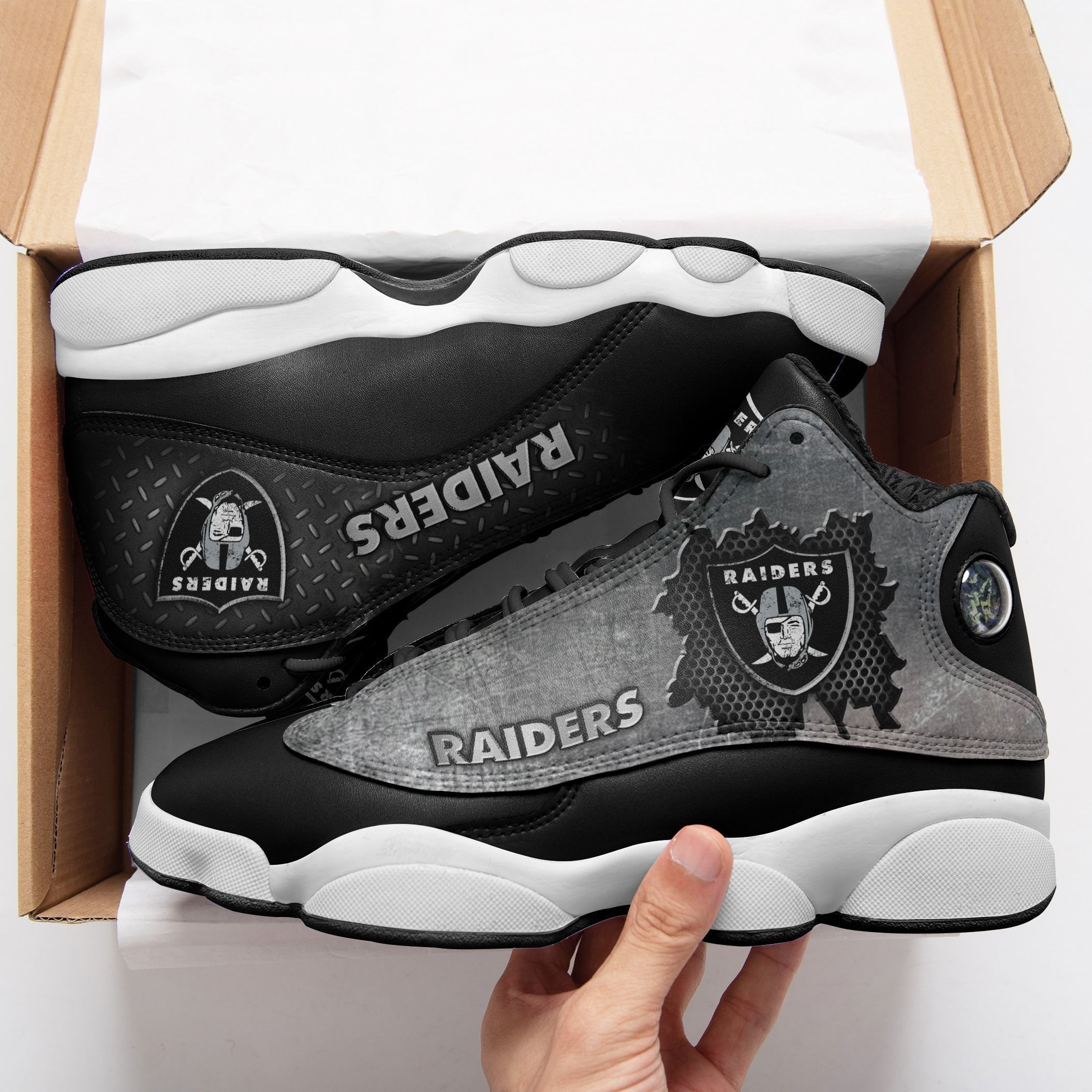 JWFancy Las Vegas Raiders NFL AJ13 Sneakers Shoes For Men And Women