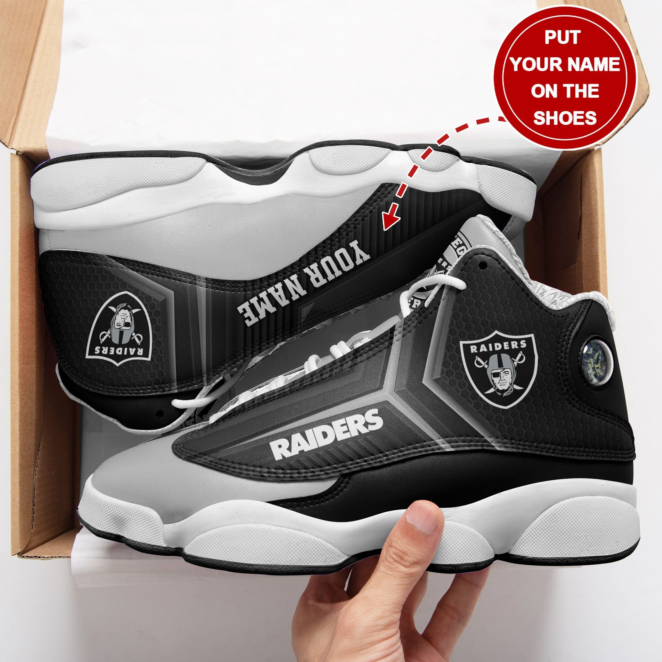 JWFancy Las Vegas Raiders NFL AJ13 Sneakers Shoes For Men And Women
