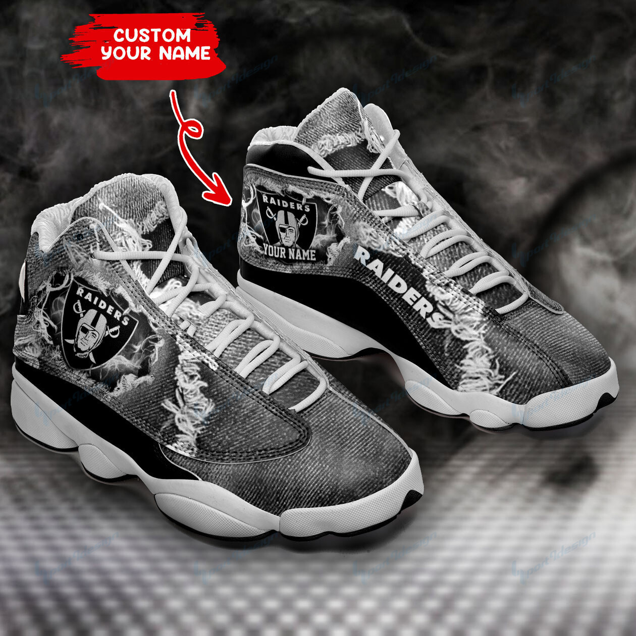 JWFancy Las Vegas Raiders NFL AJ13 Sneakers Shoes For Men And Women