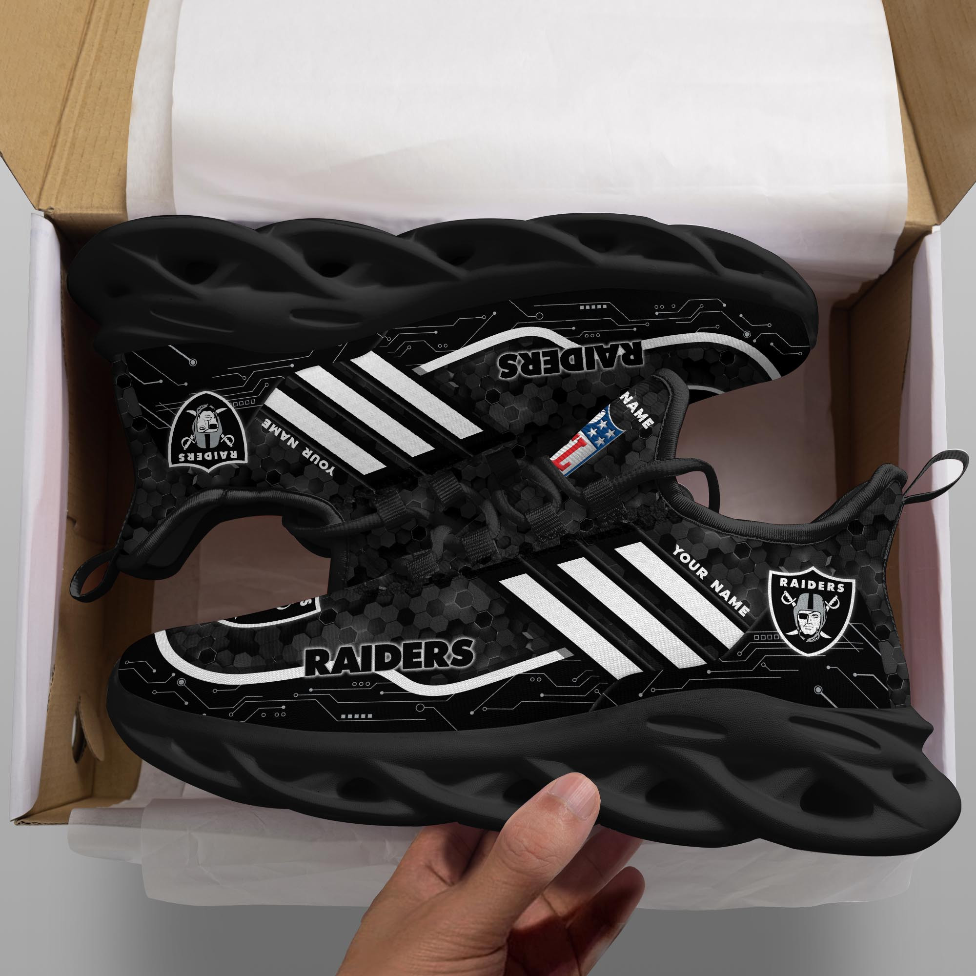 JWFancy Las Vegas Raiders NFL Max Soul Shoes Sneakers For Men And Women