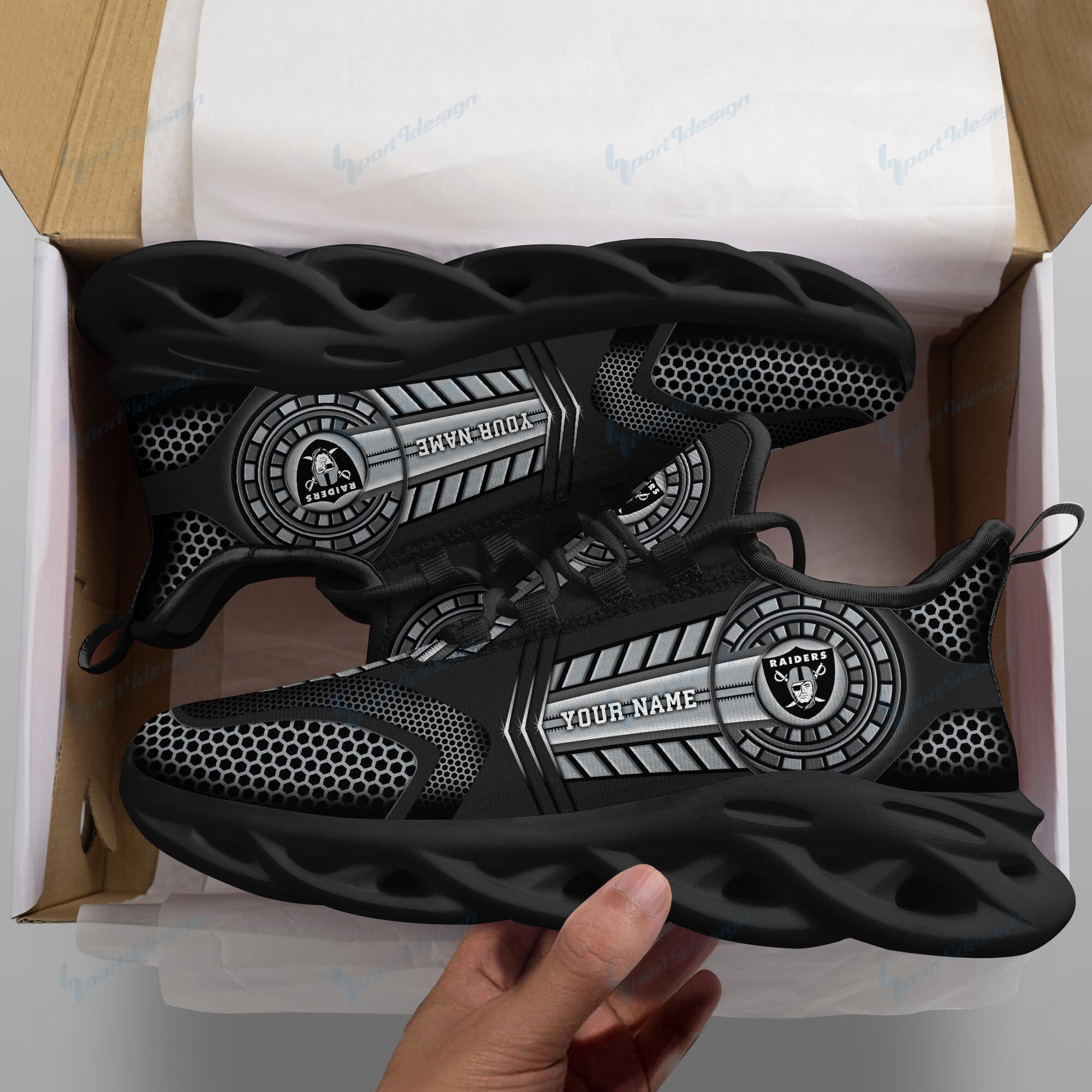 JWFancy Las Vegas Raiders NFL Max Soul Shoes Sneakers For Men And Women