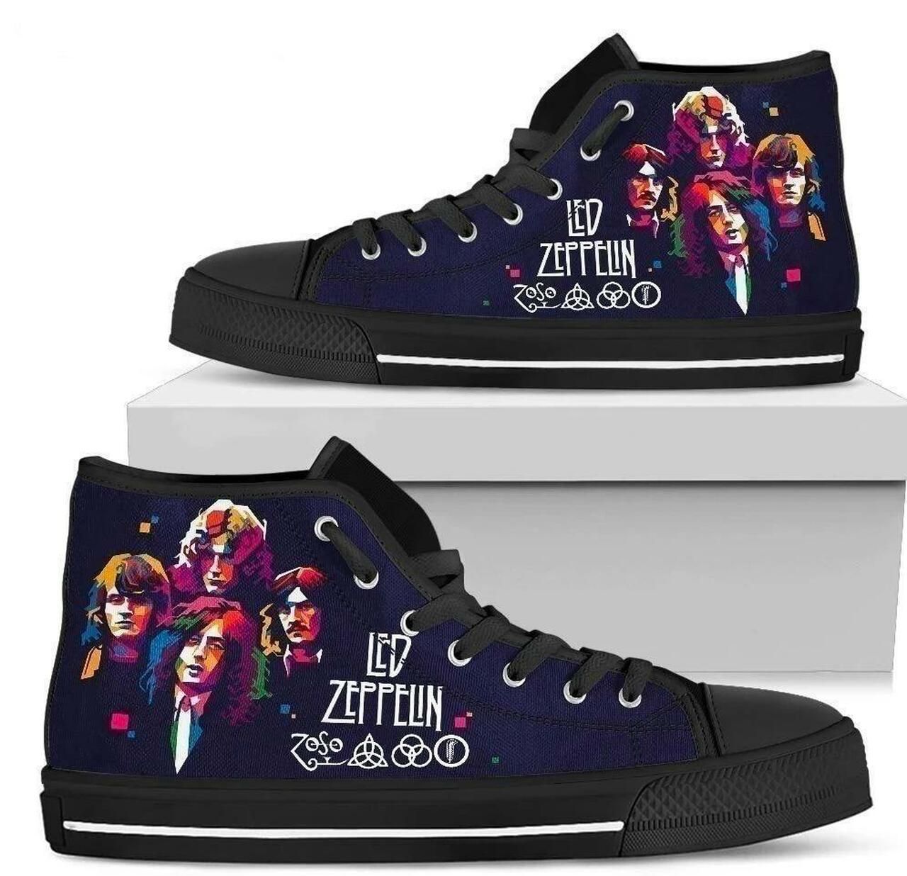 JWFancy Led Zeppelin High Top Canvas Sneakers Shoes For Men And Women