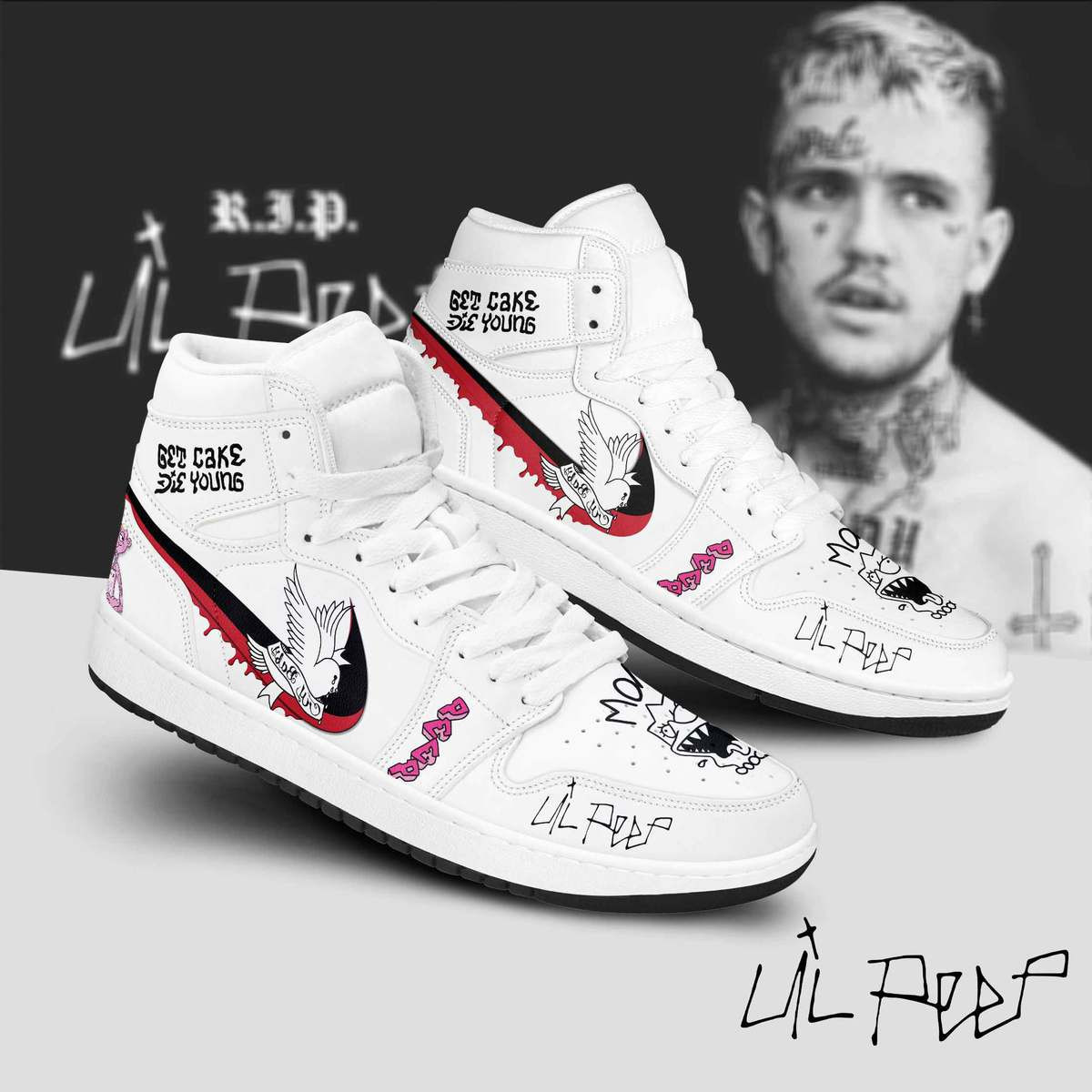 JWFancy Lil Peep AJ1 High Sneakers Shoes For Men And Women