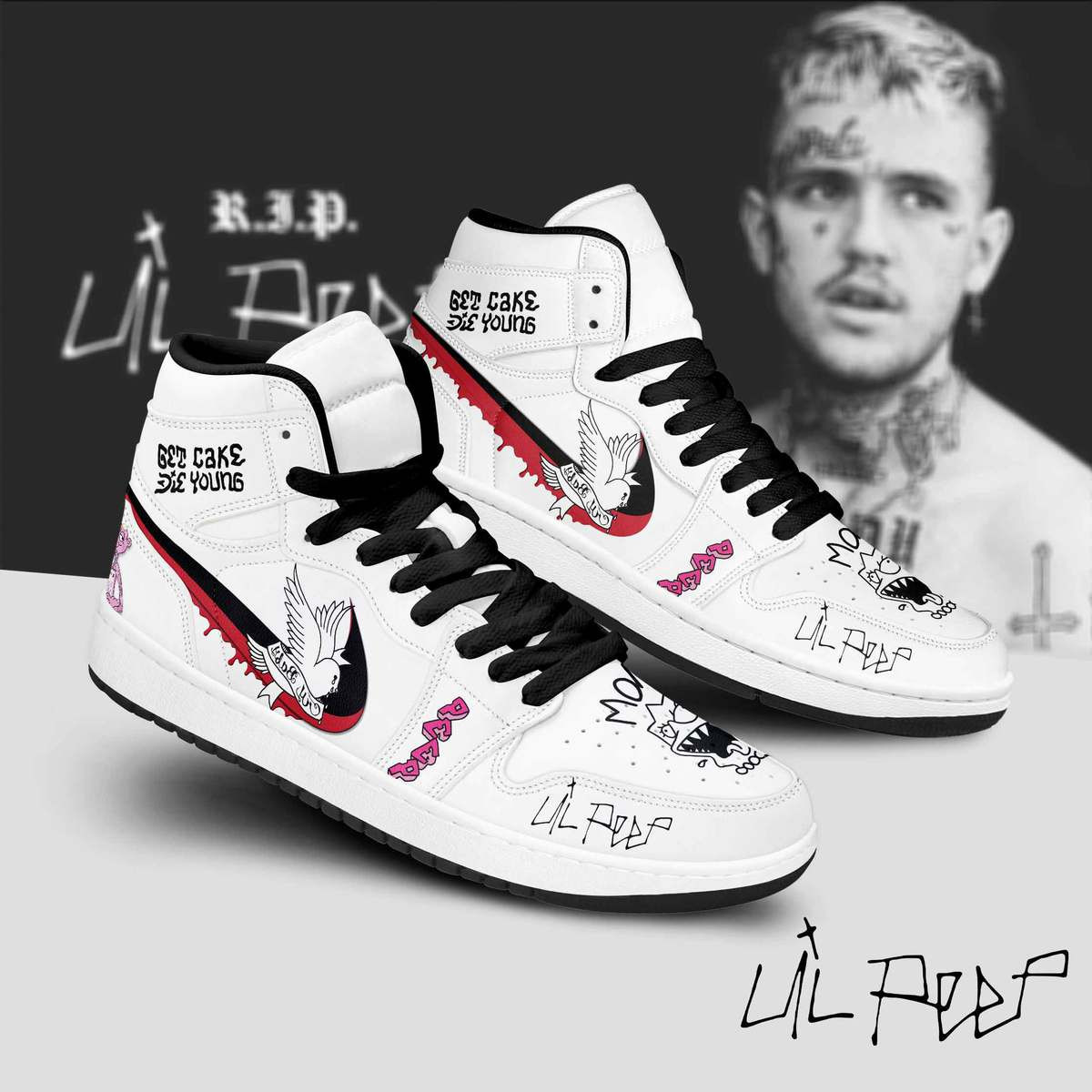 JWFancy Lil Peep AJ1 High Sneakers Shoes For Men And Women