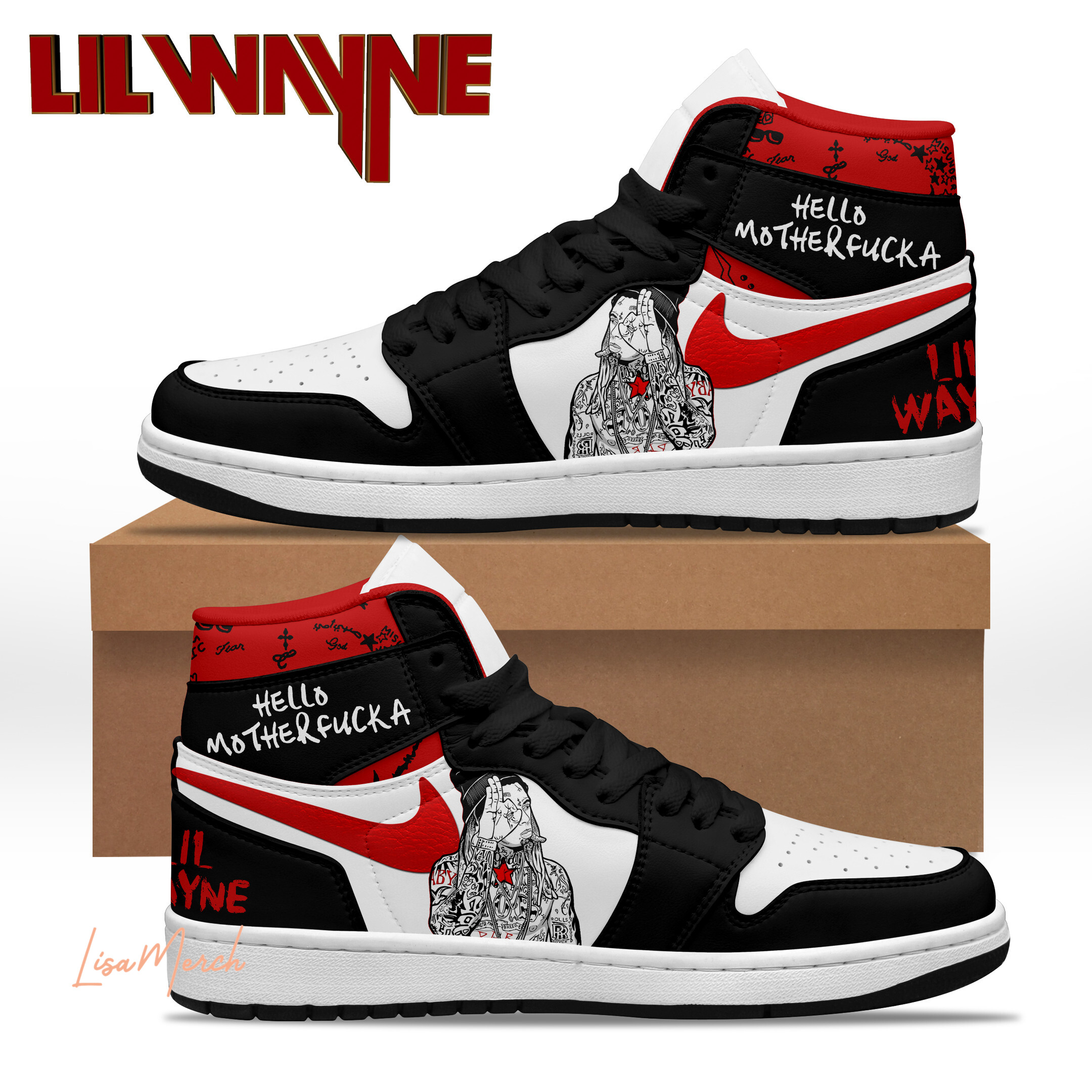 JWFancy Lil Wayne AJ1 High Sneakers Shoes For Men And Women