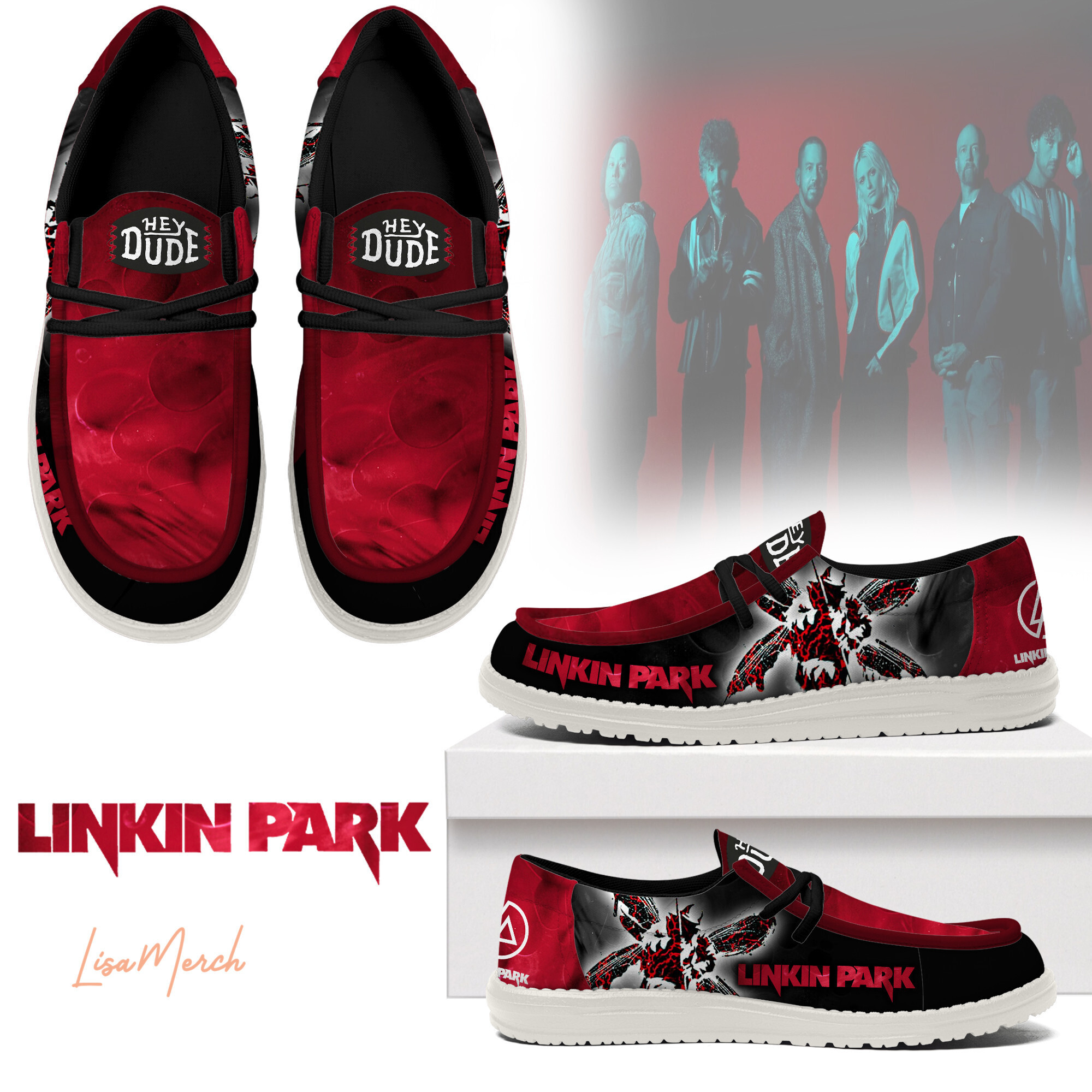 JWFancy Linkin Park Hey Dude Shoes Wally Men's Lace Up Loafers Comfortable For Men And Women
