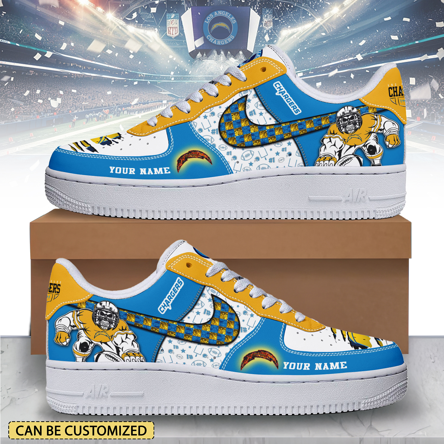 JWFancy Los Angeles Chargers Air Low-Top Sneakers Shoes For Men And Women