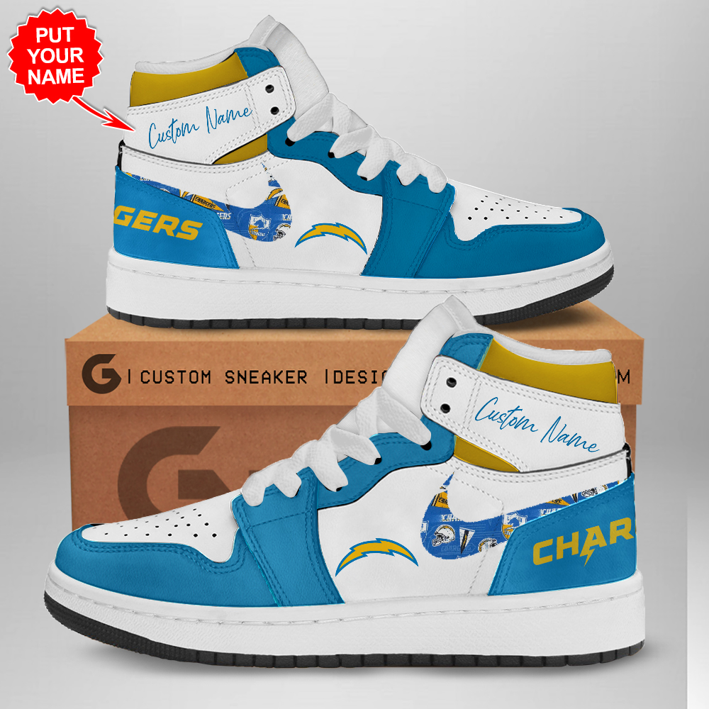 JWFancy Los Angeles Chargers AJ1 High Sneakers Shoes For Men And Women