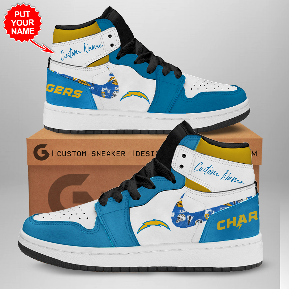 JWFancy Los Angeles Chargers AJ1 High Sneakers Shoes For Men And Women